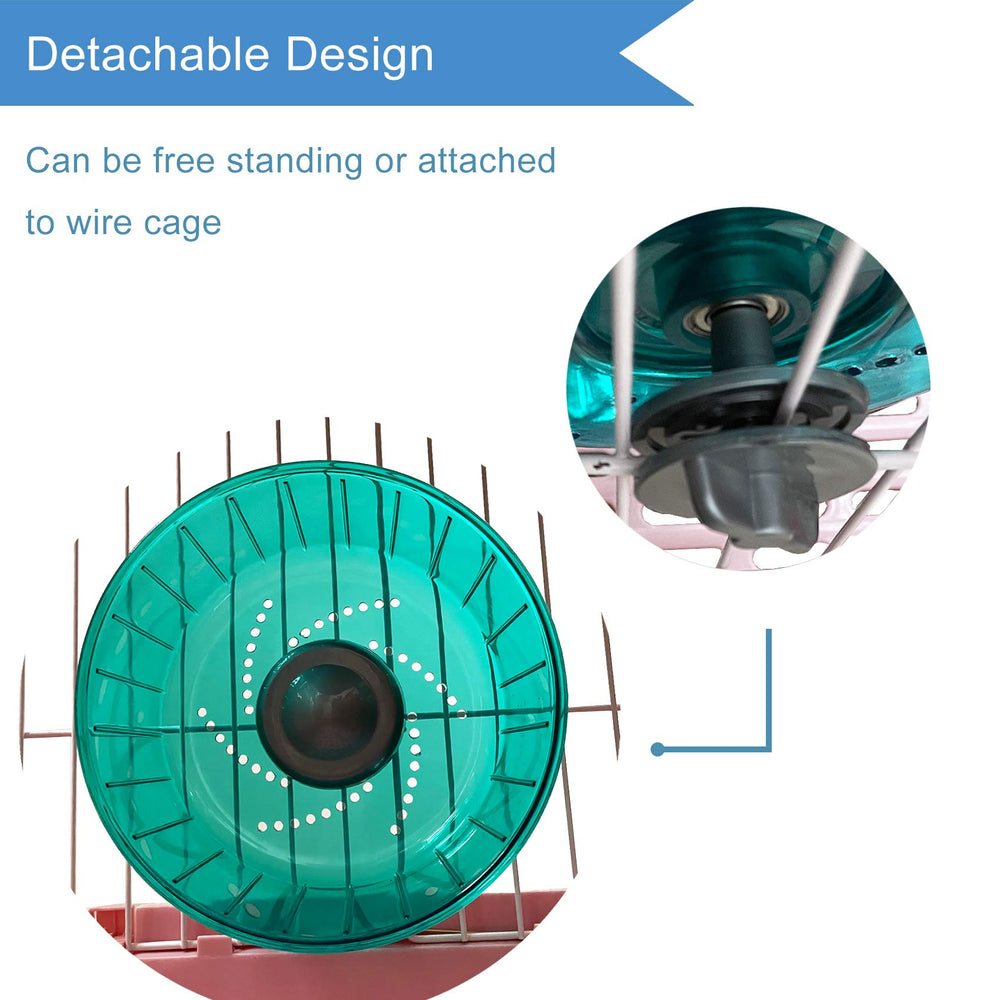 Petest wheel can be attached to wire hamster homes for flexible placement.