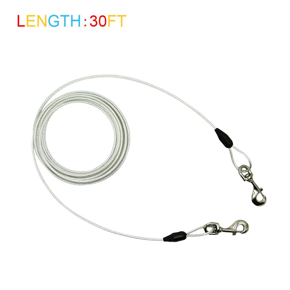 Petest heavy-dog tie-out shows secure swivel clips for easy lead changes.