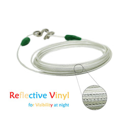 Petest reflective vinyl covers enhance night visibility on the tie-out