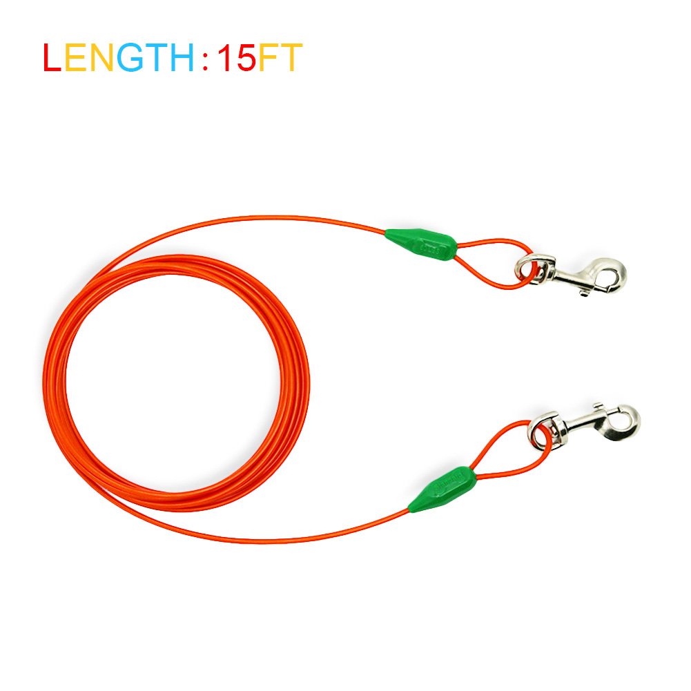 Petest steel cable with swivel clip detail highlights strong attachment.