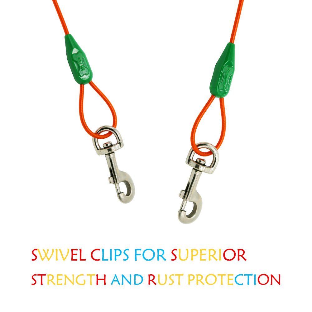 Petest vinyl cover protects cable from rain and rust with bright color.