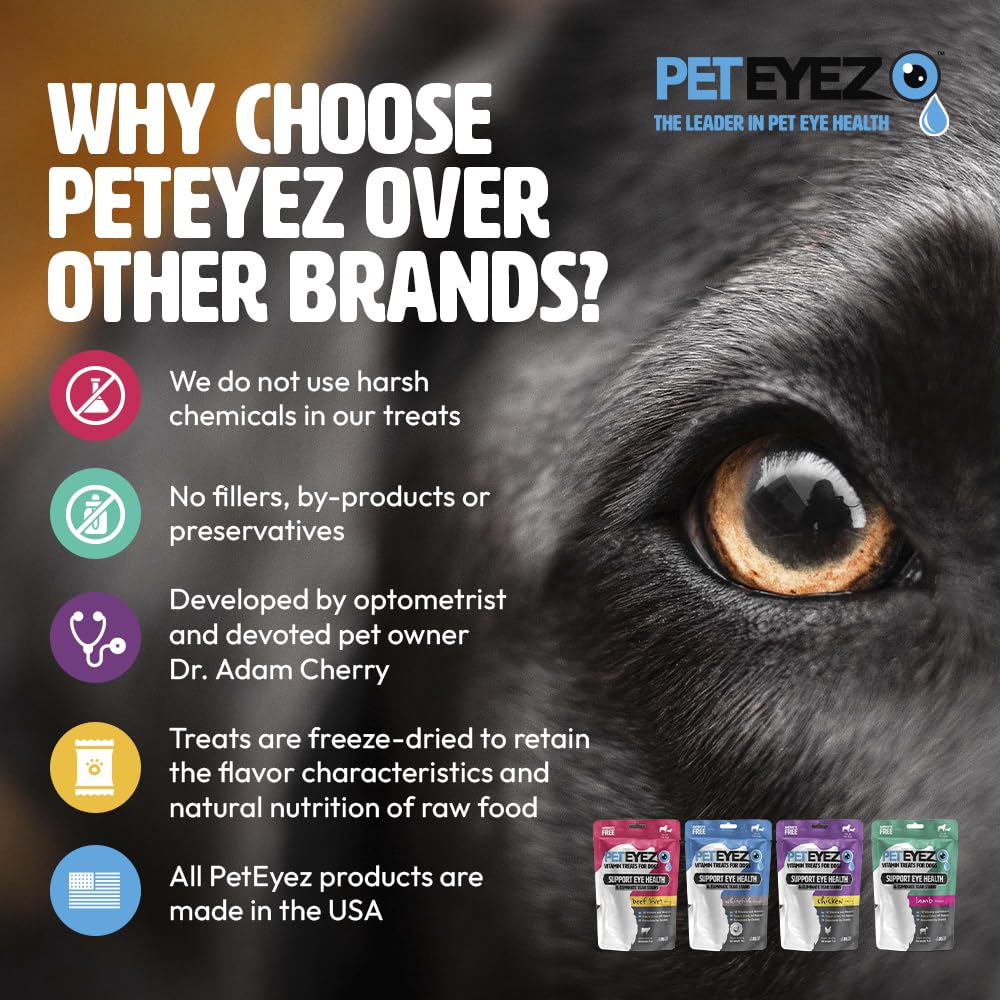 PetEyez foil pouch packaging emphasizes freshness for on-the-go use