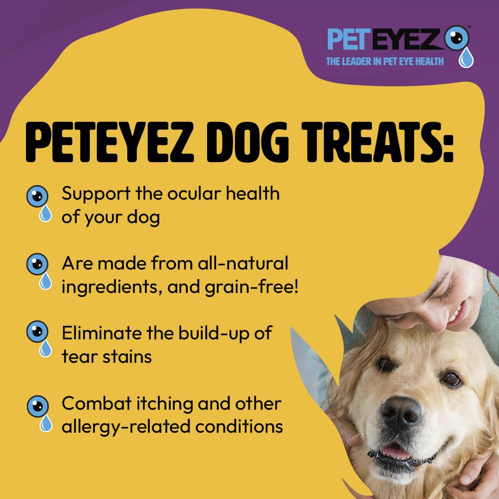 PetEyez perro recibiendo mordida de snack sabroso para ojos saludables.
