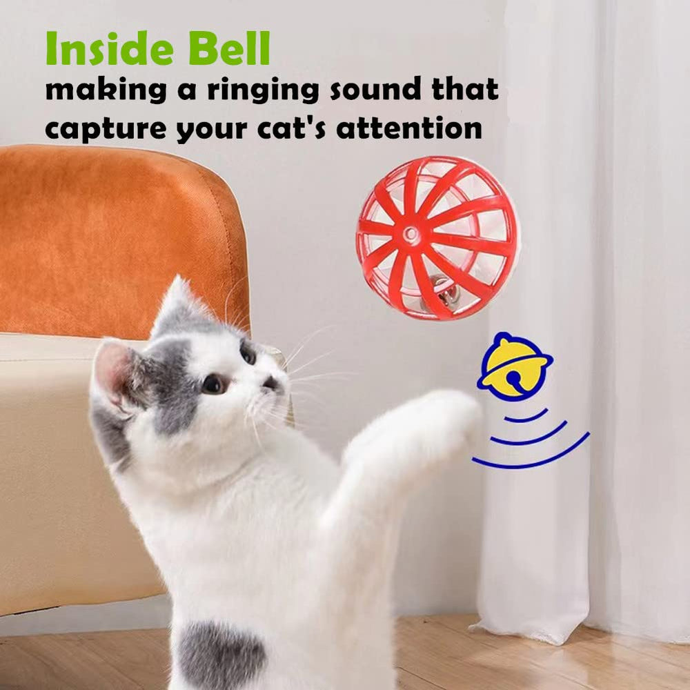 PETFAVORITES cat jingle balls textured surface promotes erratic rolling