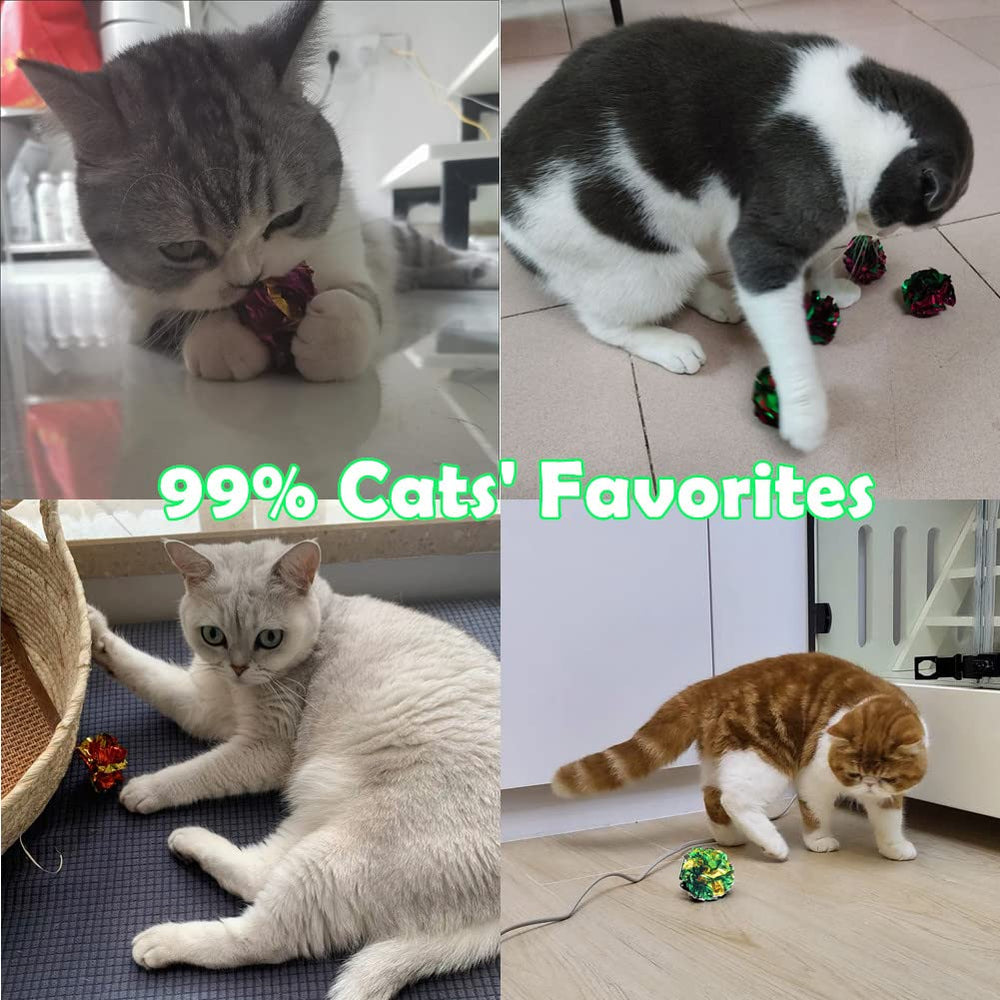 PETFAVORITES Cat toy set delivers bright color and crinkle sound for kittens.