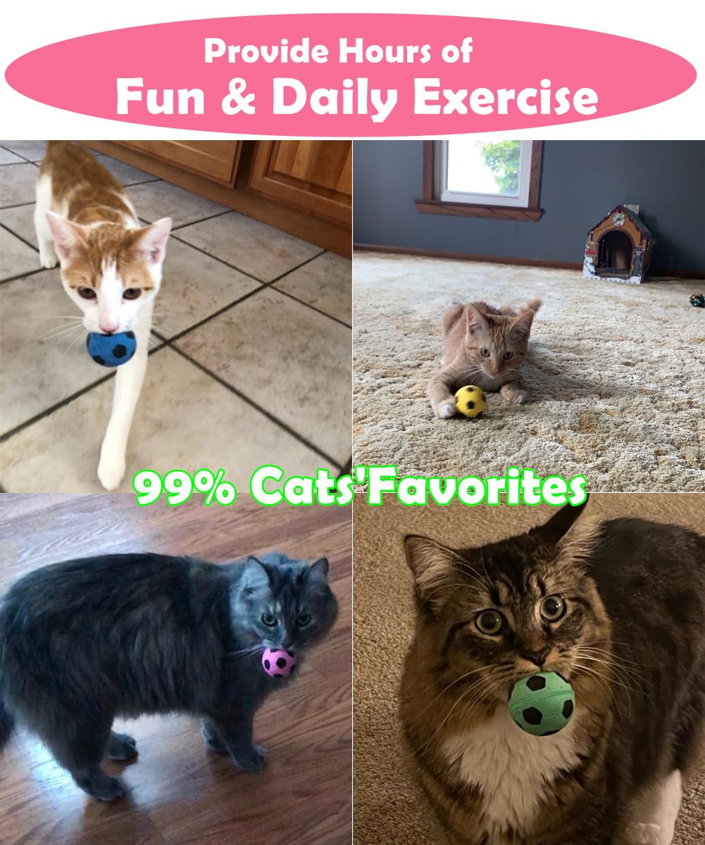 PETFAVORITES colorful 24-pack cat balls offer varied play sessions.