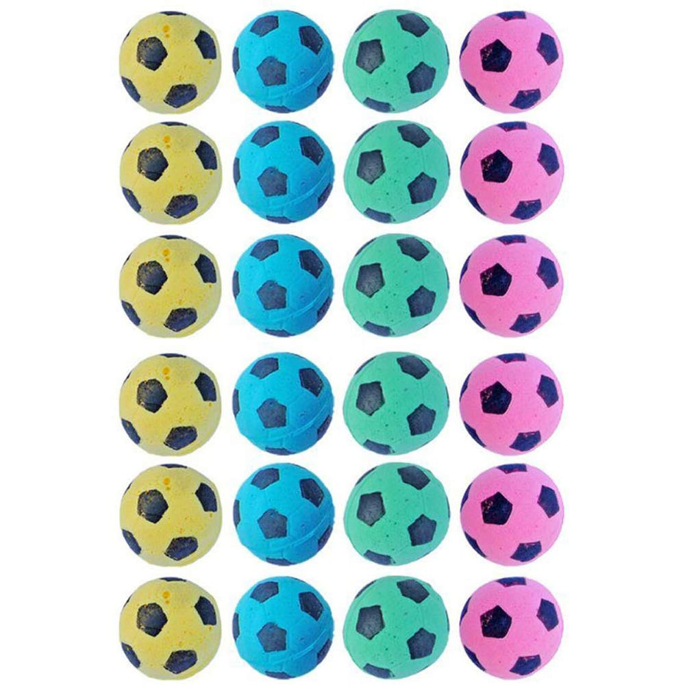 PETFAVORITES foam sponge soccer ball cat toy pack, soft, safe play for kittens.