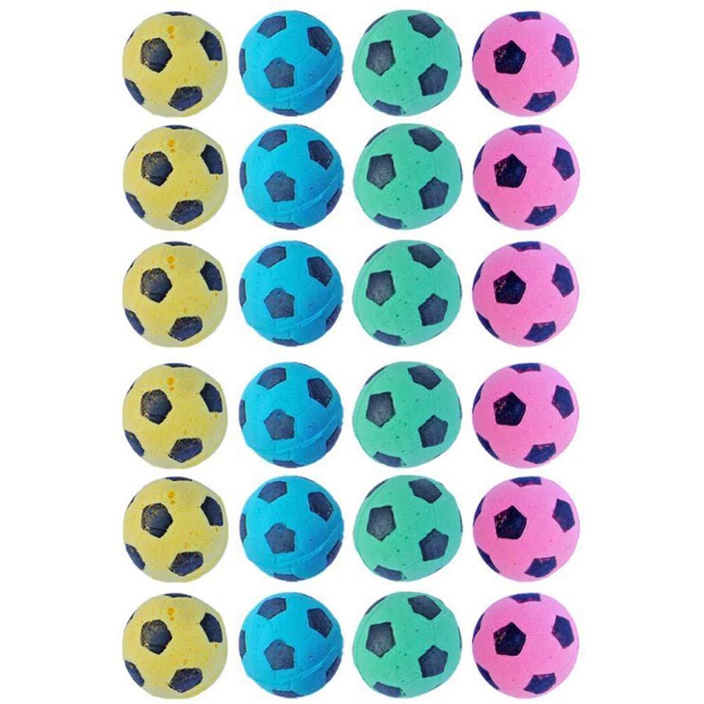 PETFAVORITES foam sponge soccer ball cat toy pack, soft, safe play for kittens.