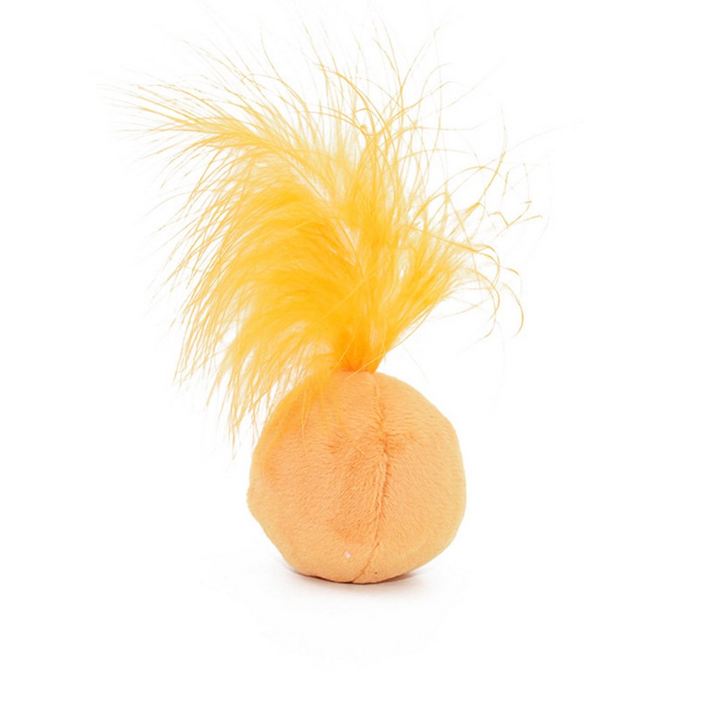 PETFAVORITES furry rattle ball toy fetch-ready for chasing and play sessions.