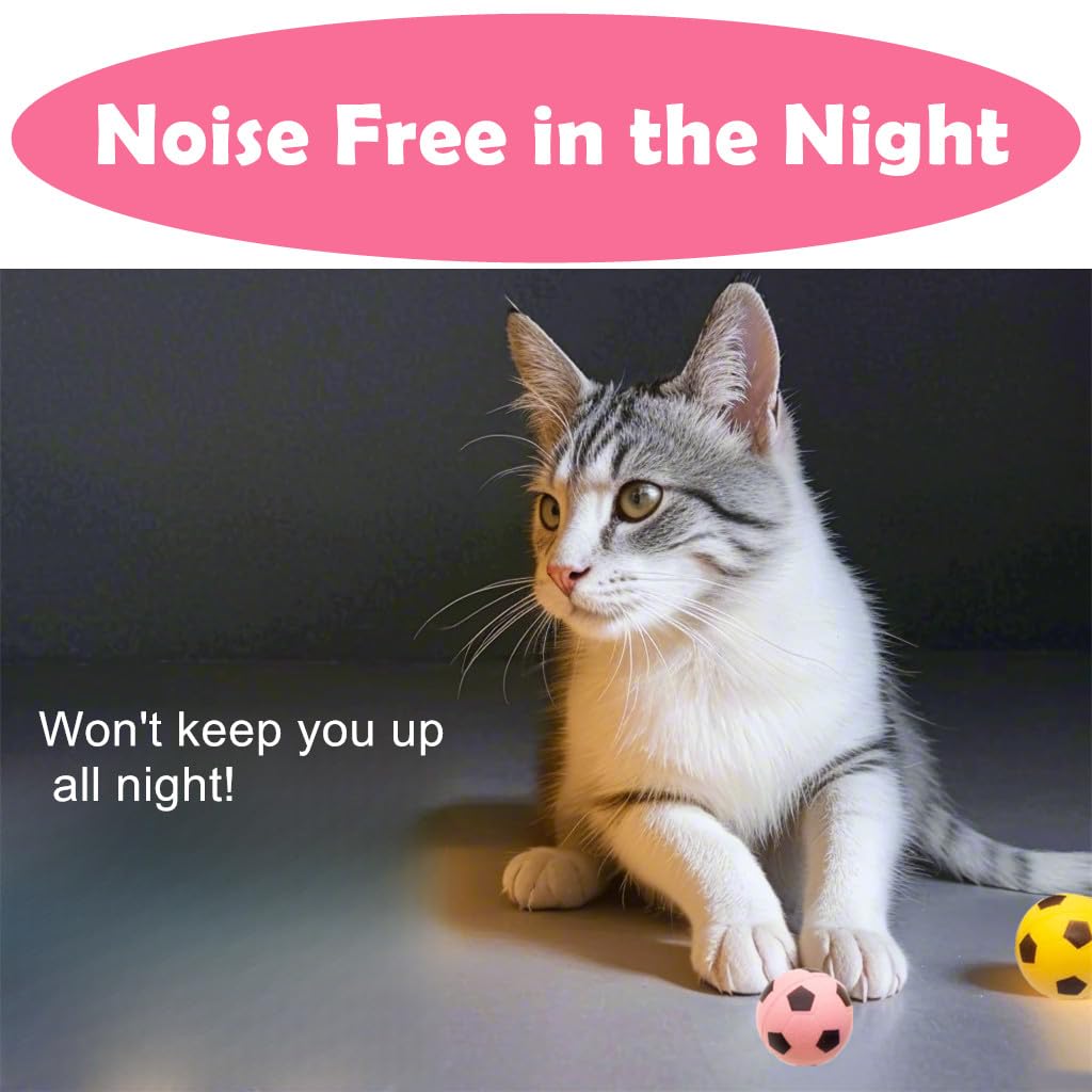 PETFAVORITES noise-free cat balls enable quiet playtime for cats.