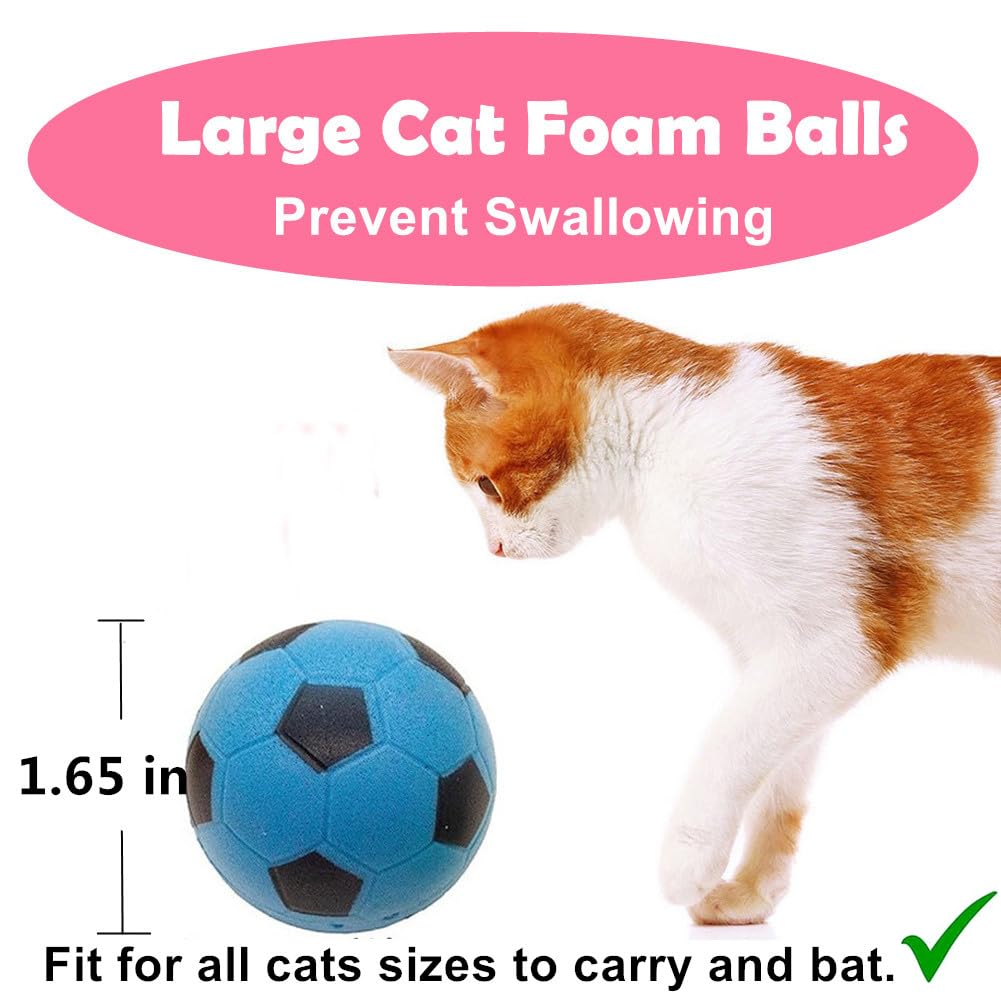 PETFAVORITES foam soccer balls in hand—compact, lightweight design for gentle batting sessions