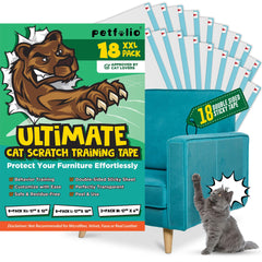 Petfolio 18-pack anti-cat-scratch-deterrent on sofa protects fabric.