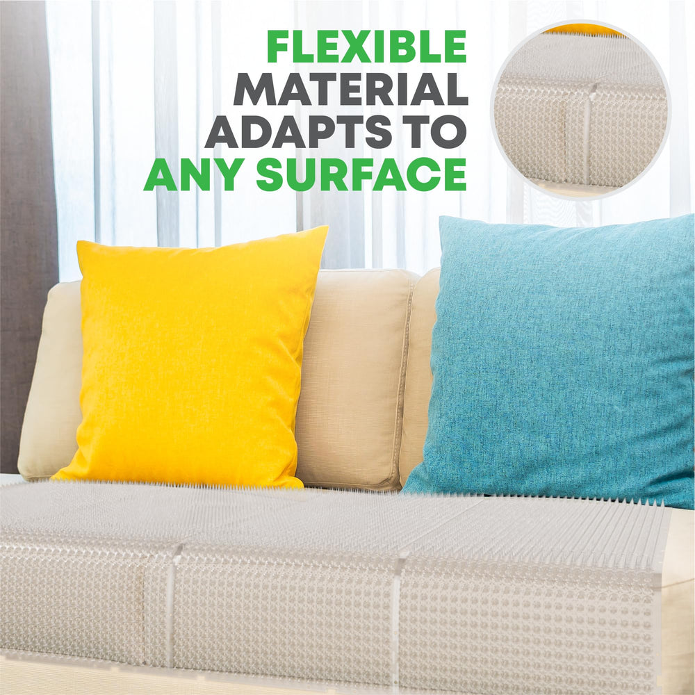 Petfolio cat deterrent mat spikes on sofa prevents lounging paws.