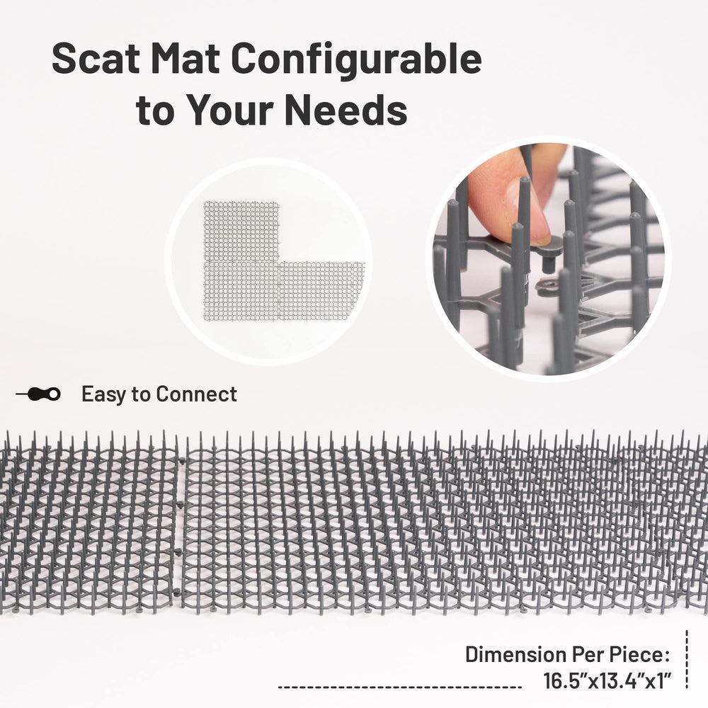 Petfolio cat scat mat closeup 1-inch spikes highlight humane indoor outdoor deterrent.