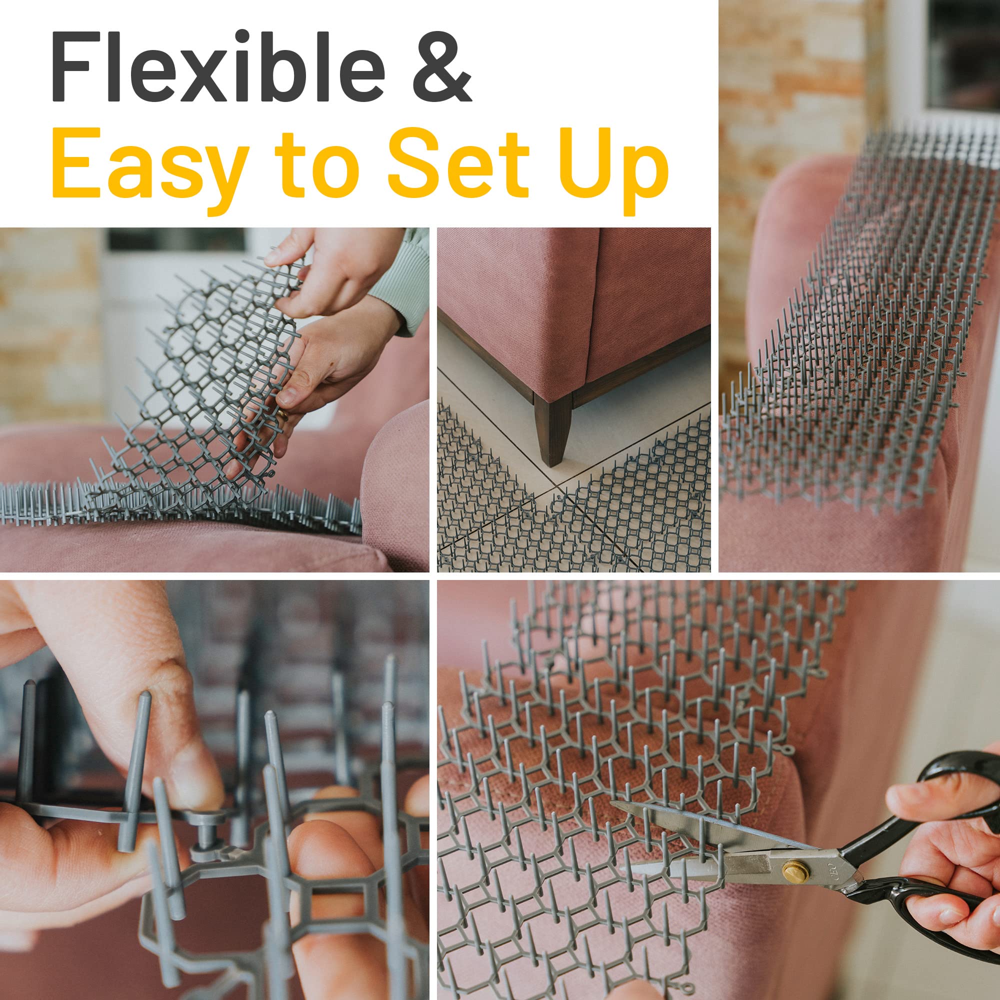 Petfolio scat mat on a couch deters pets from sitting.