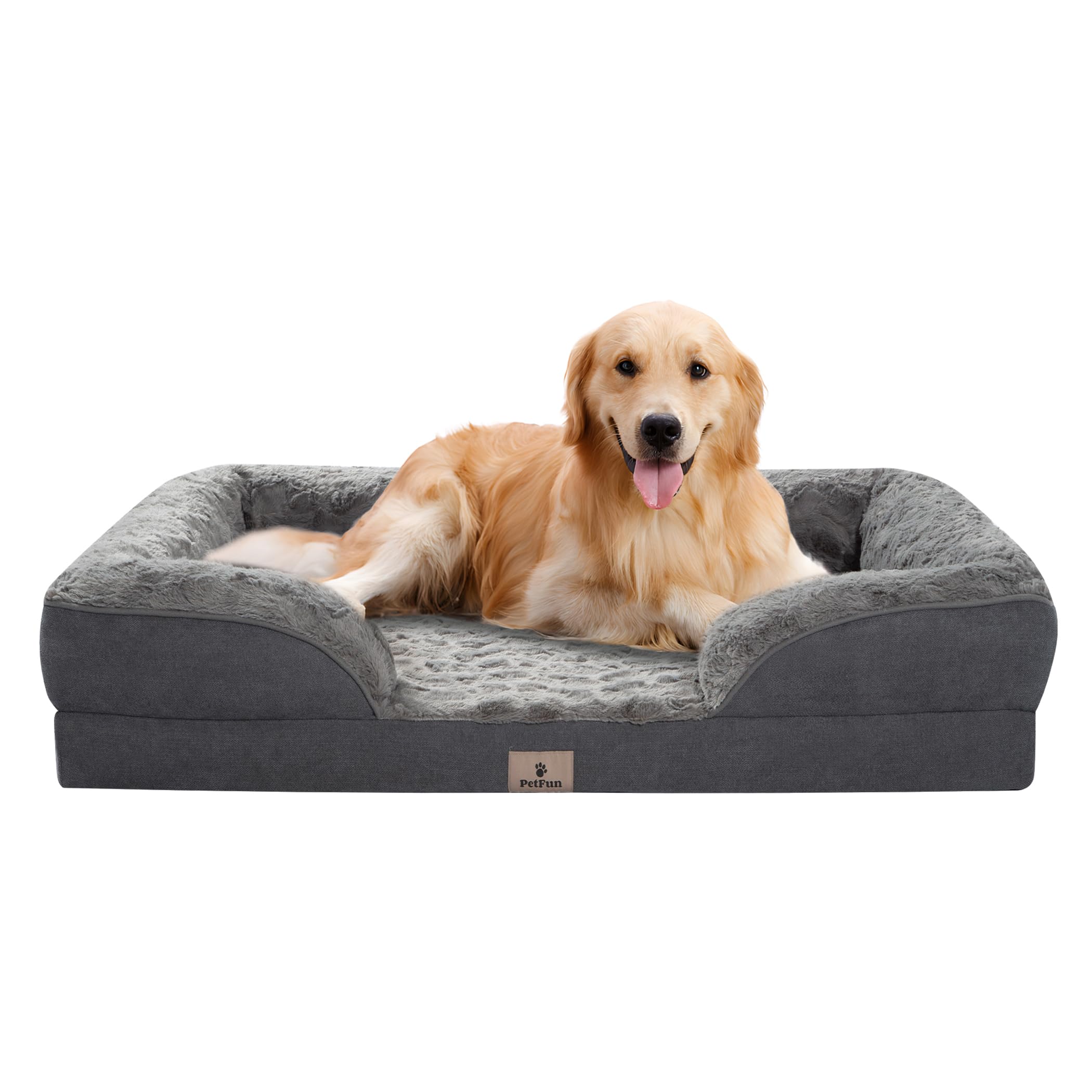 PetFun XL orthopedic bed front view highlighting supportive foam for joint comfort