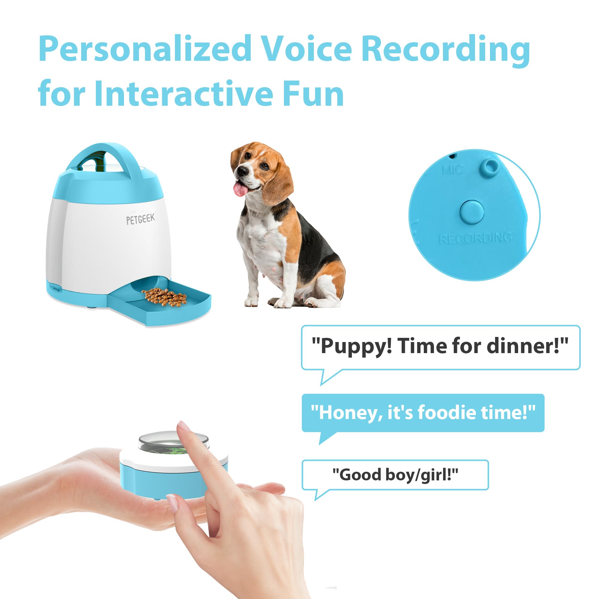 PETGEEK nine-sounds feature conveys engaging auditory cues for pets.