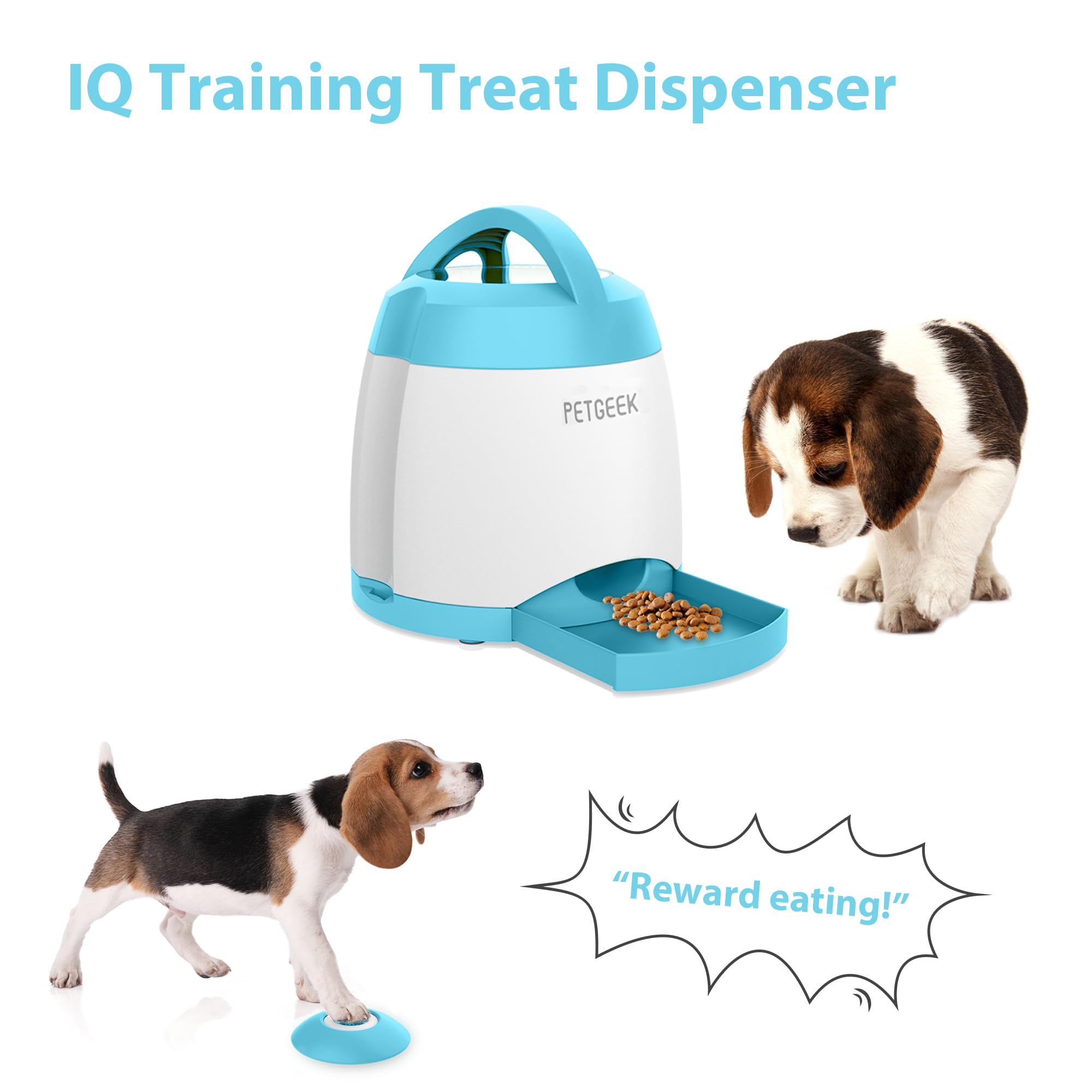 PETGEEK feeder top-dispense close-up highlights 400 ml capacity for portions.