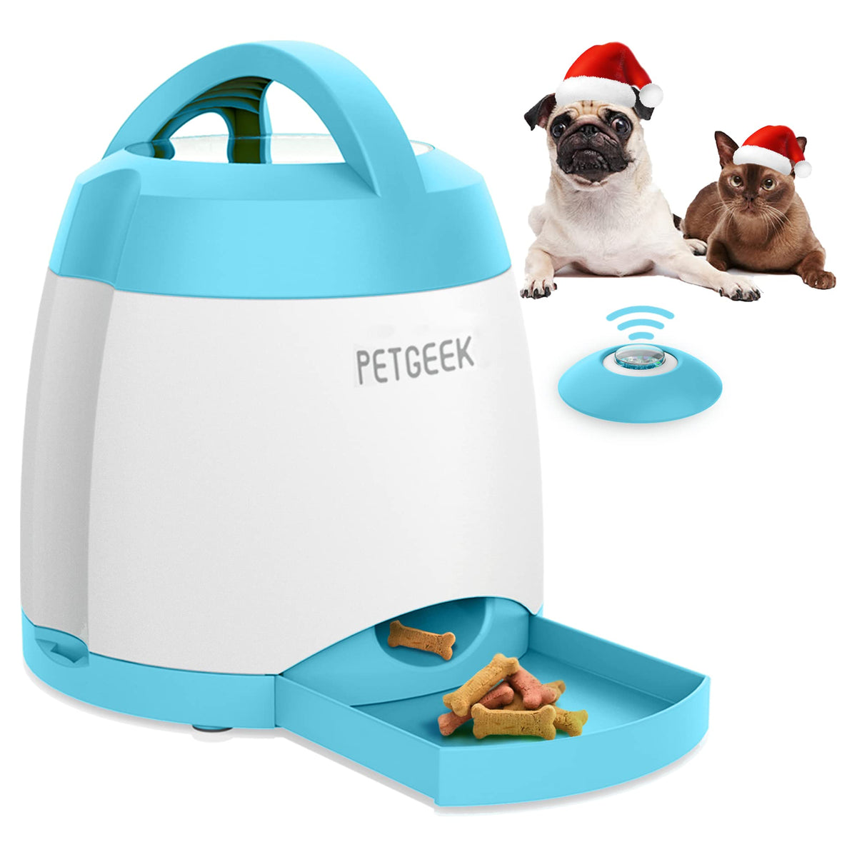 PETGEEK dog food dispenser front view promotes feeding enrichment and mental stimulation.