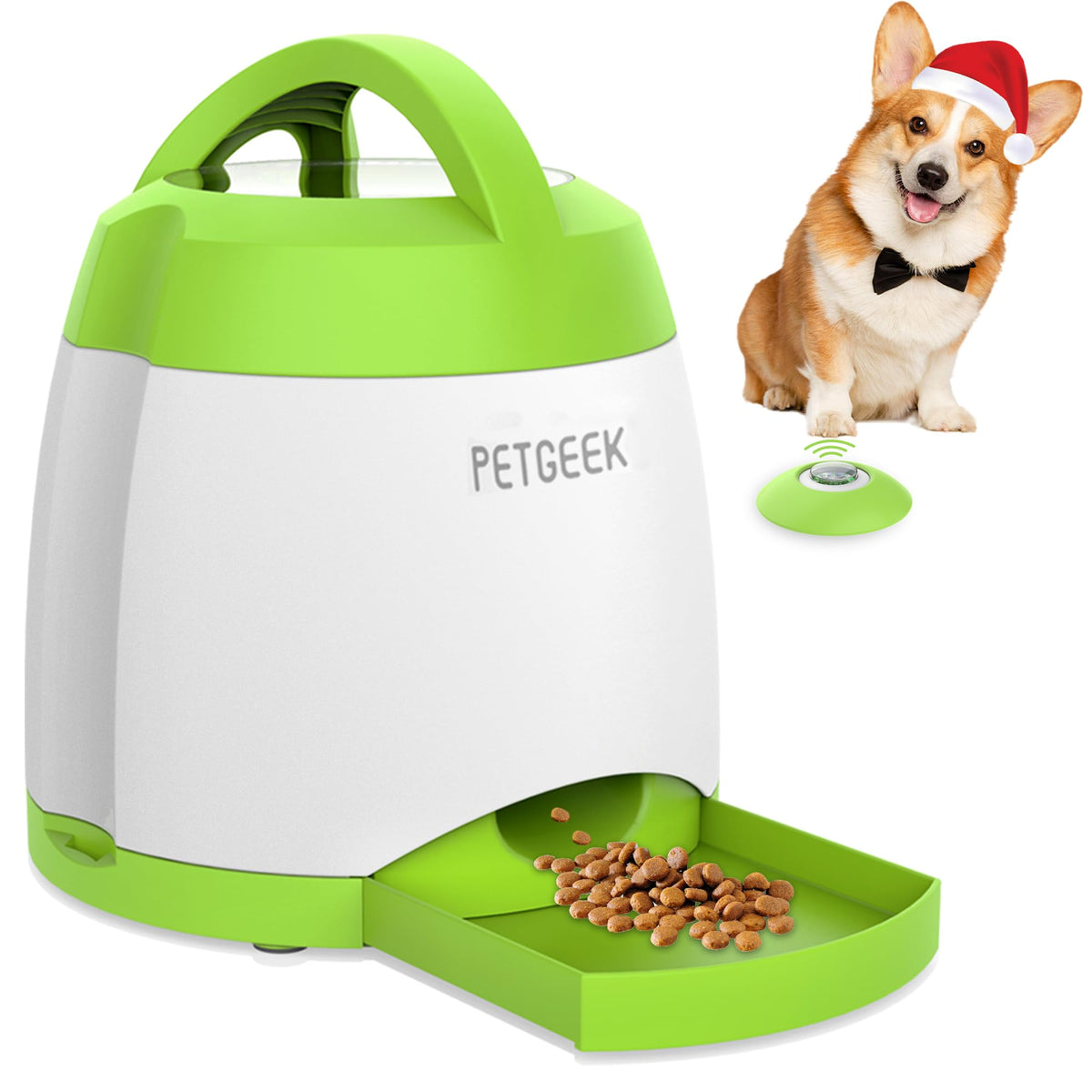 PETGEEK dog food dispensing toy front view shows engaging brain game for canine enrichment.