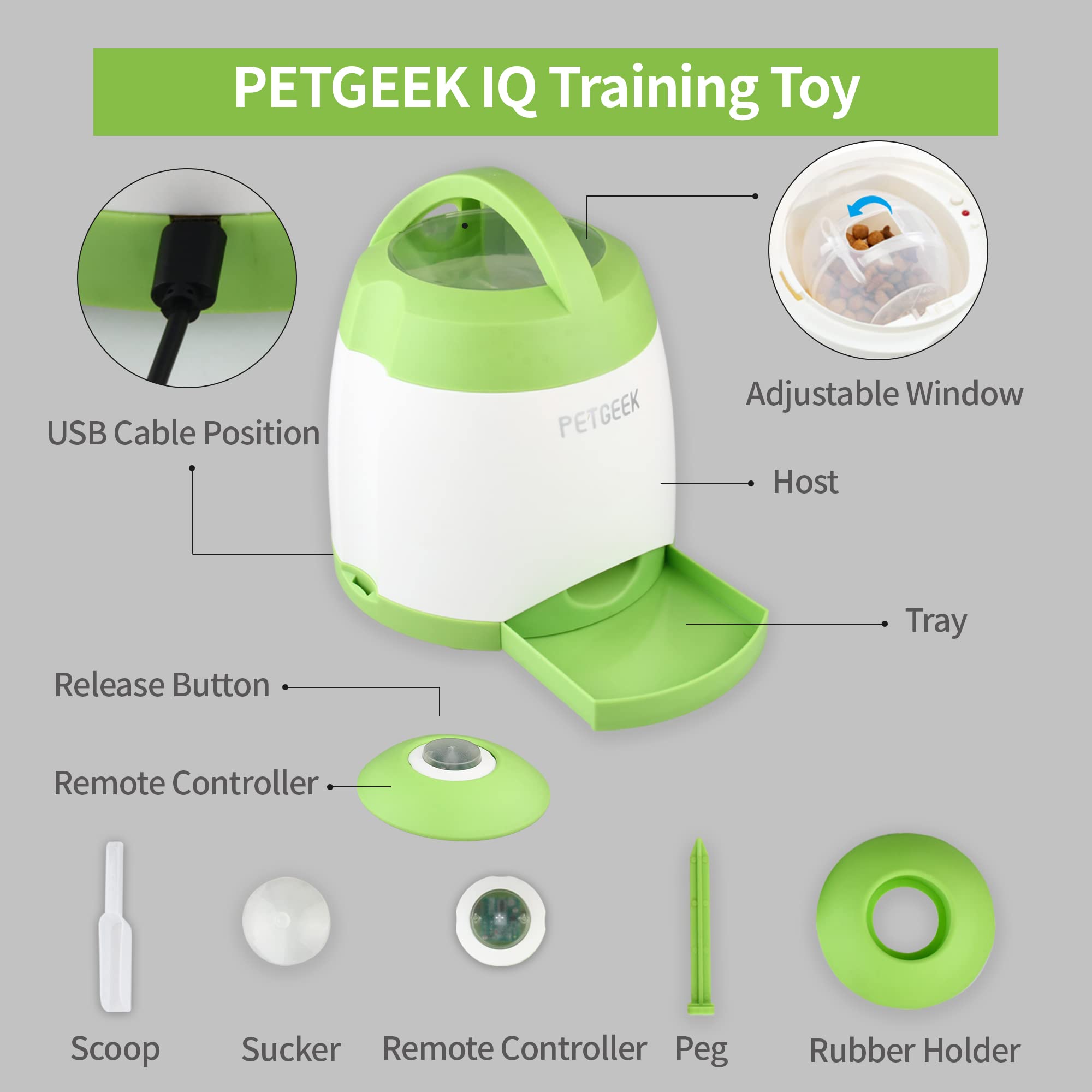 PETGEEK green color dog toy in action invites curious exploration and treat rewards.