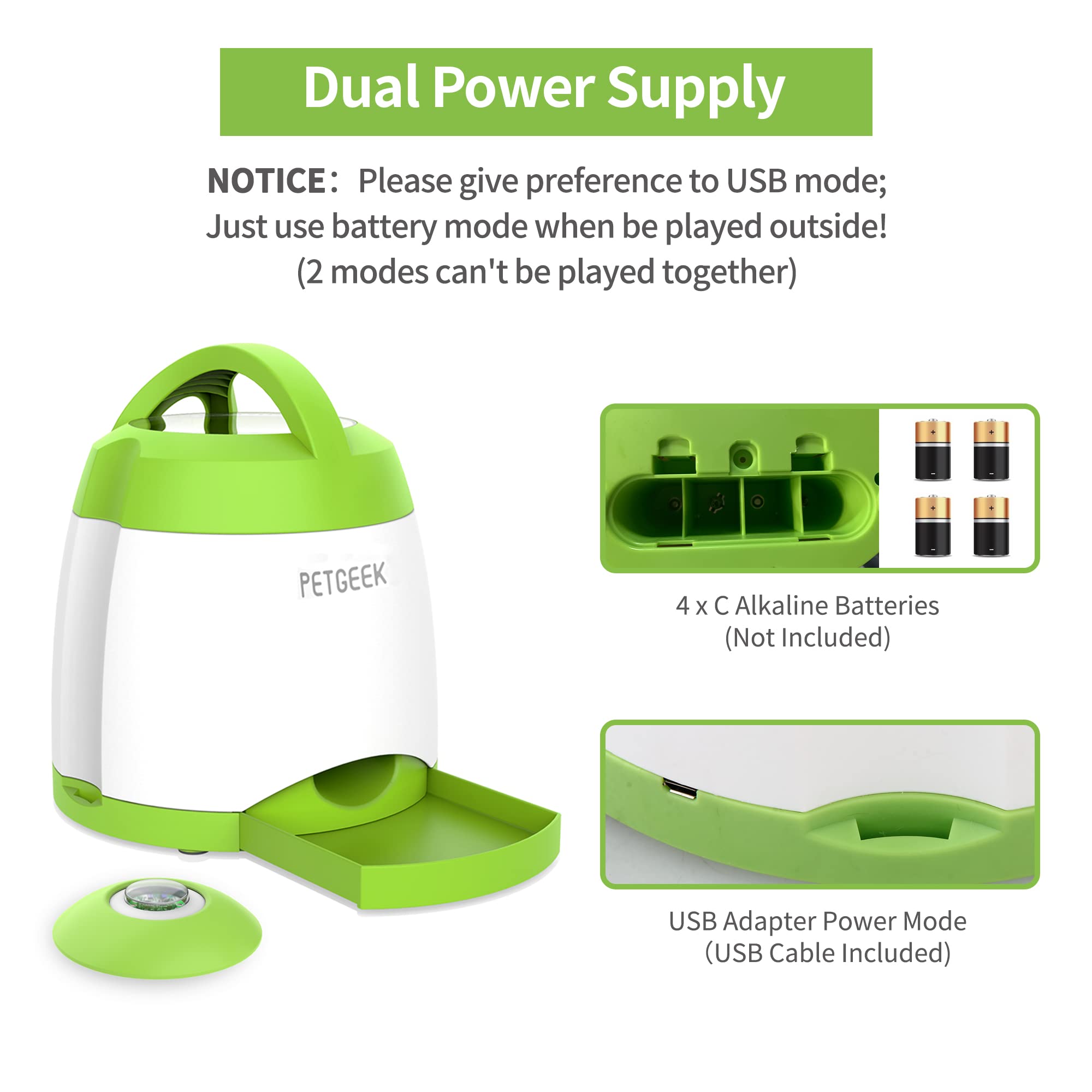 PETGEEK treat dispenser button emits sound feedback to enhance play sessions.