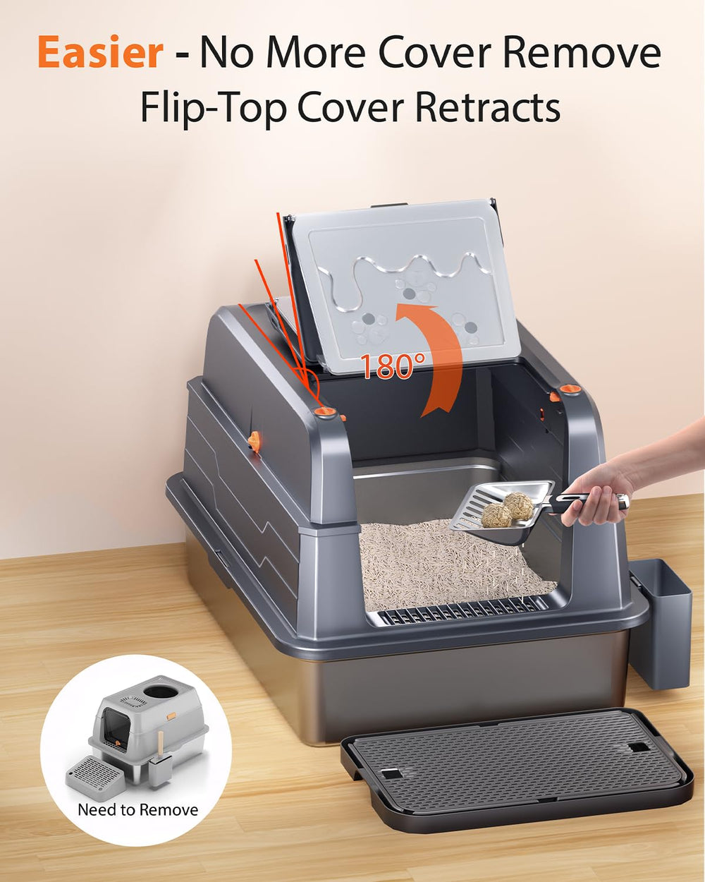 PetGenie 2025 XXXL charcoal-filter detail emphasizes odor-control capability.