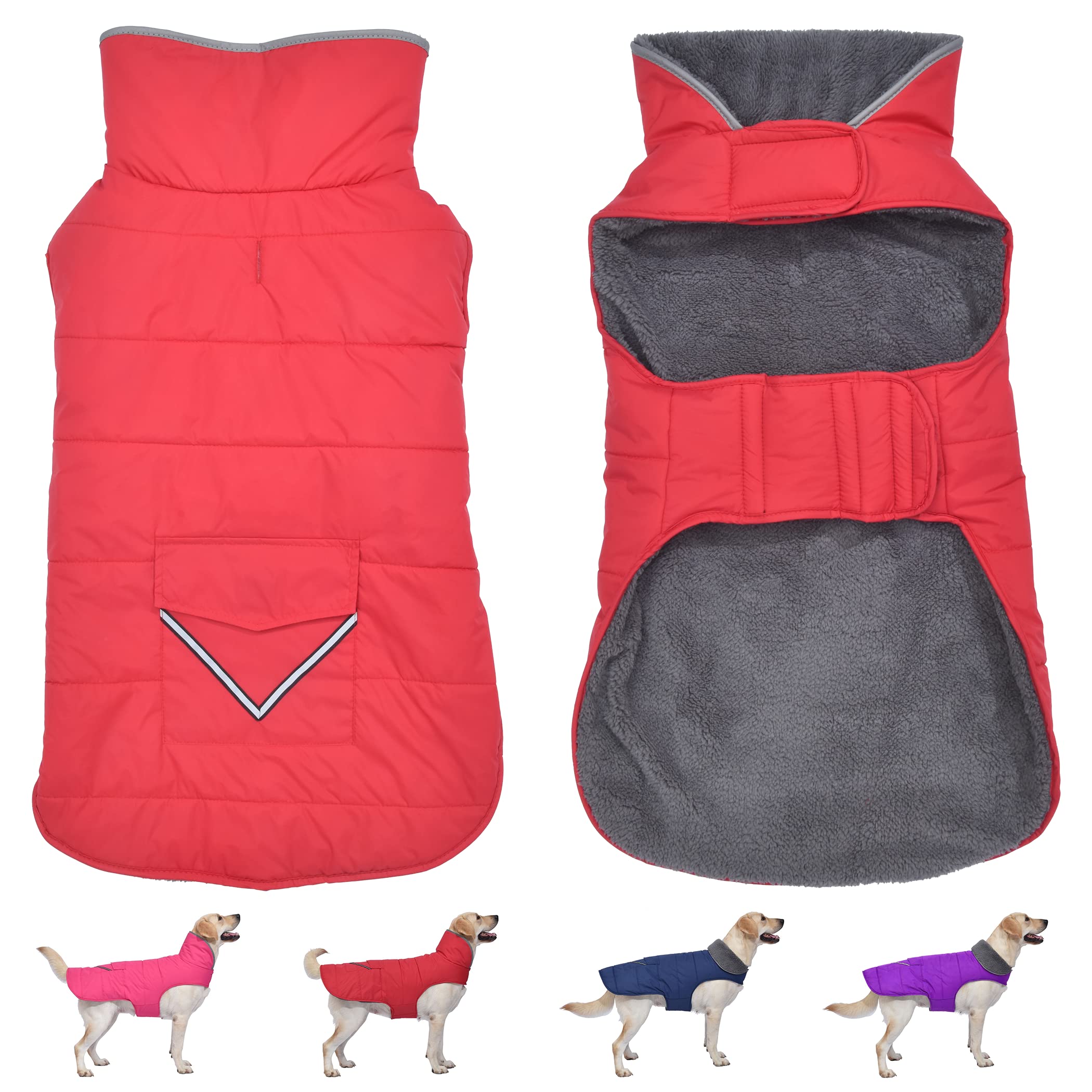 Petglad waterproof dog coat back pocket keeping warmth on snowy strolls