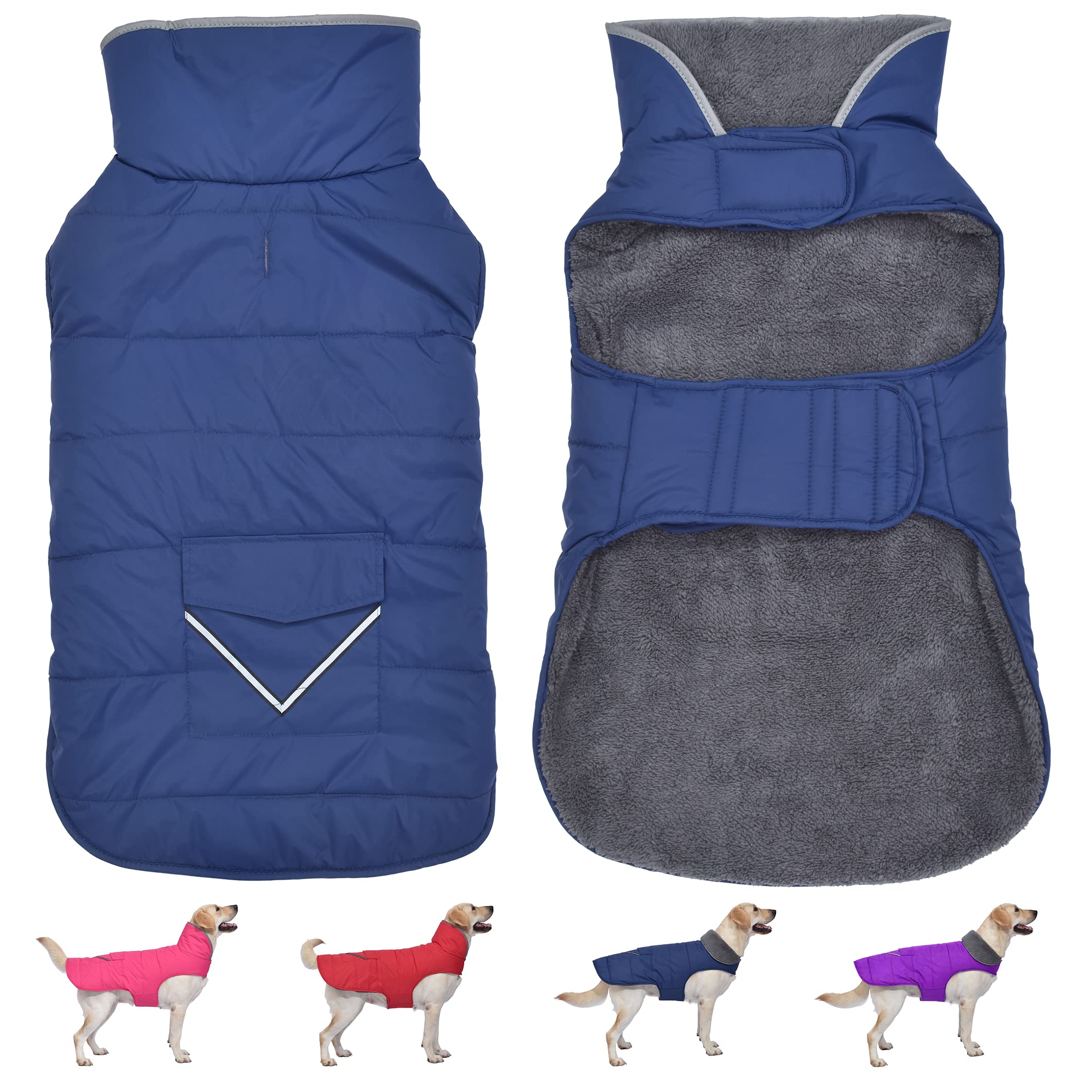 Petglad dog coat front view shows waterproof protection for snowy walks.