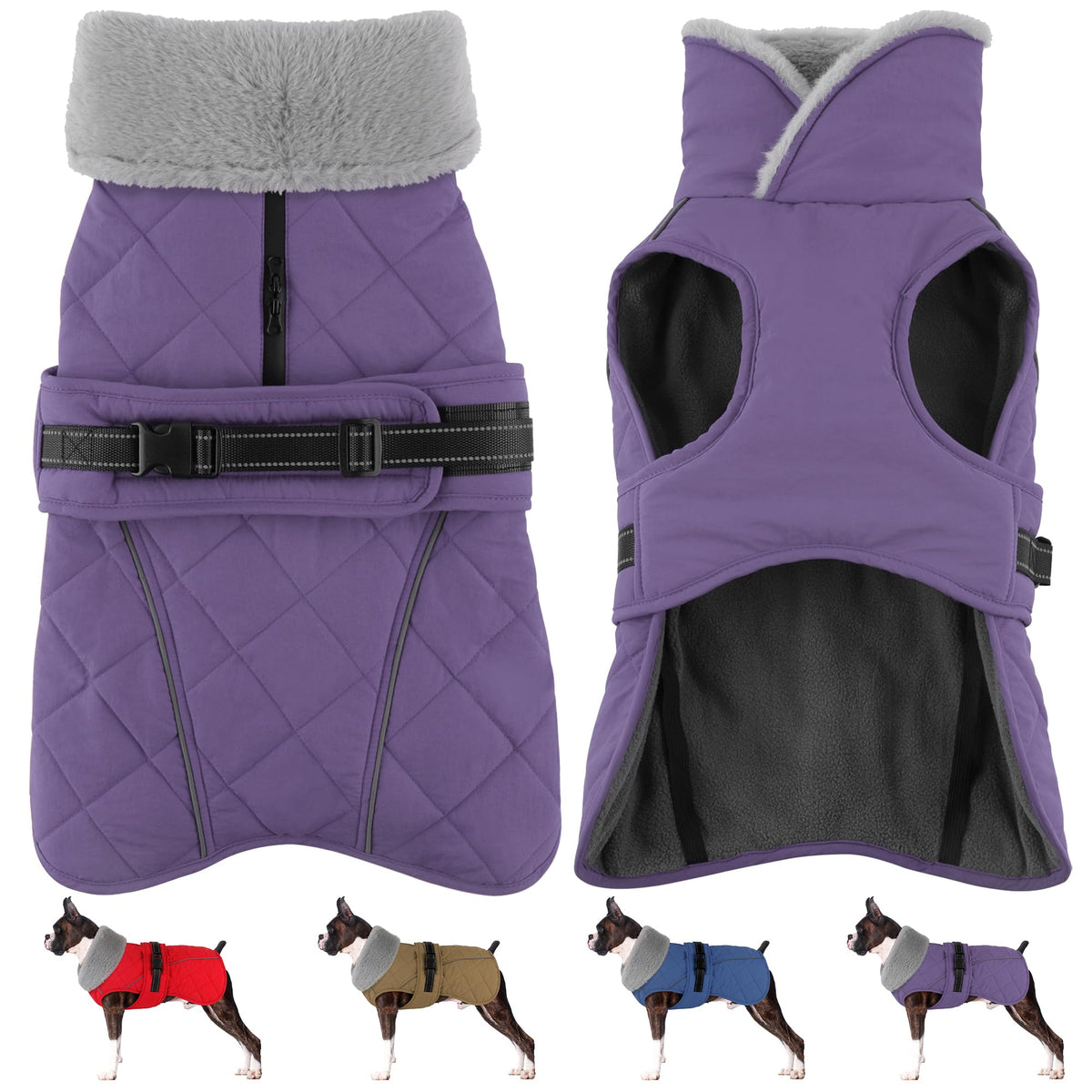 Petglad waterproof dog coat front view keeps your dog dry in light rain.