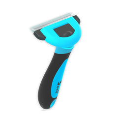 Petgle cat brush blue 2.5-inch size shown for small to medium pets reduces shedding.