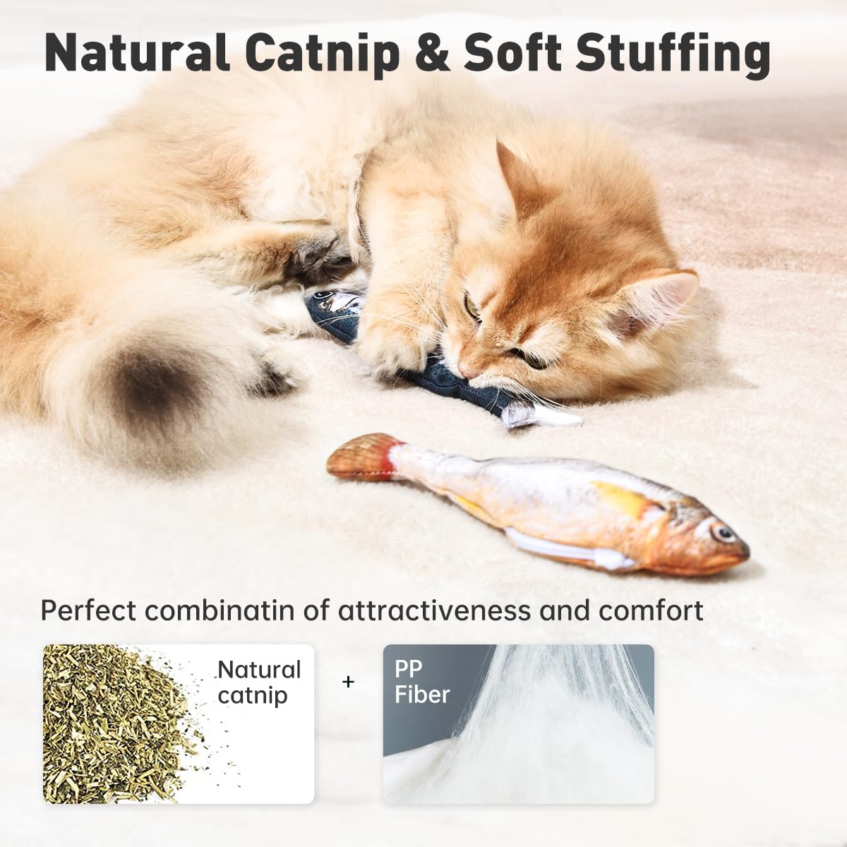 Petgravity Bite-Sized Flopping Fish Toy USB charging and easy cleanup.