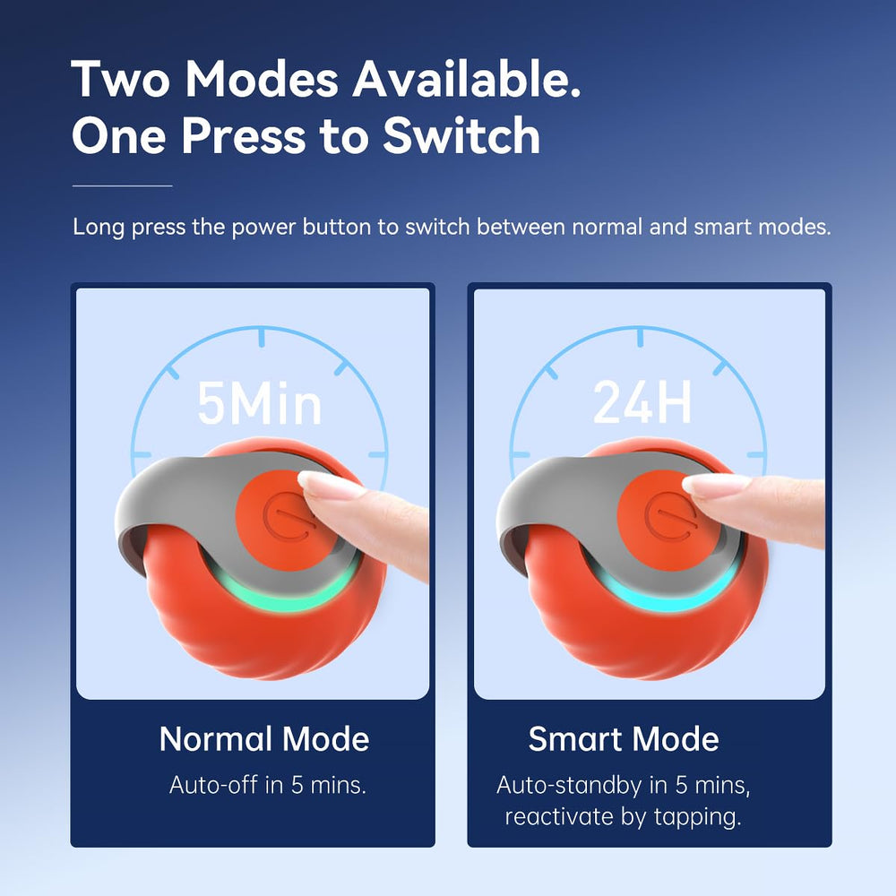 Petgravity Speedy Sprint Ball red-light battery indicator signals recharge needed