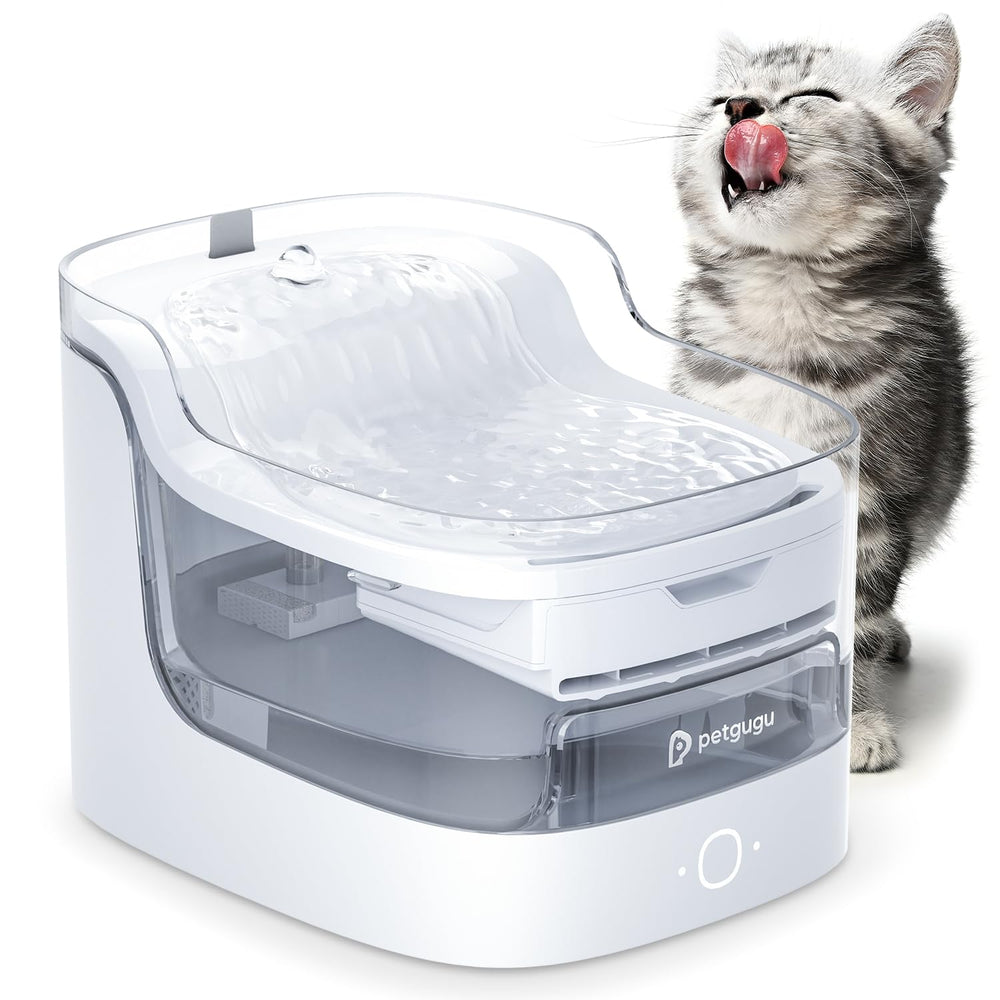 PETGUGU PF1L front view shows compact fountain for multi-pet homes.