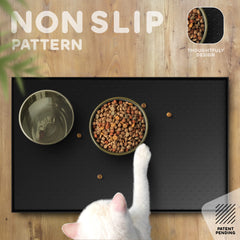 PETHAPPILY all-pets mat accommodates various bowls for versatile use.