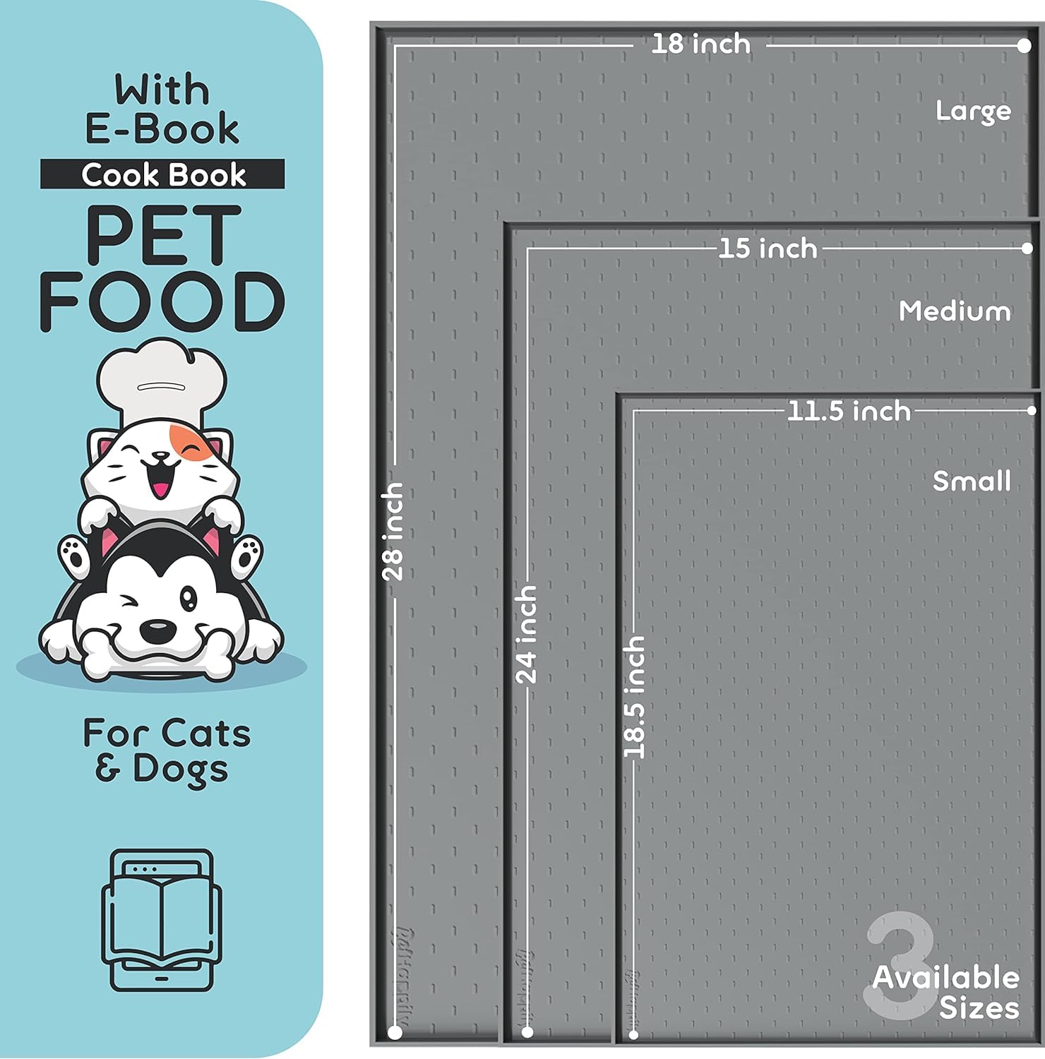 PETHAPPILY Dog Food Mat showcases waterproof design that protects floors from water and crumbs.
