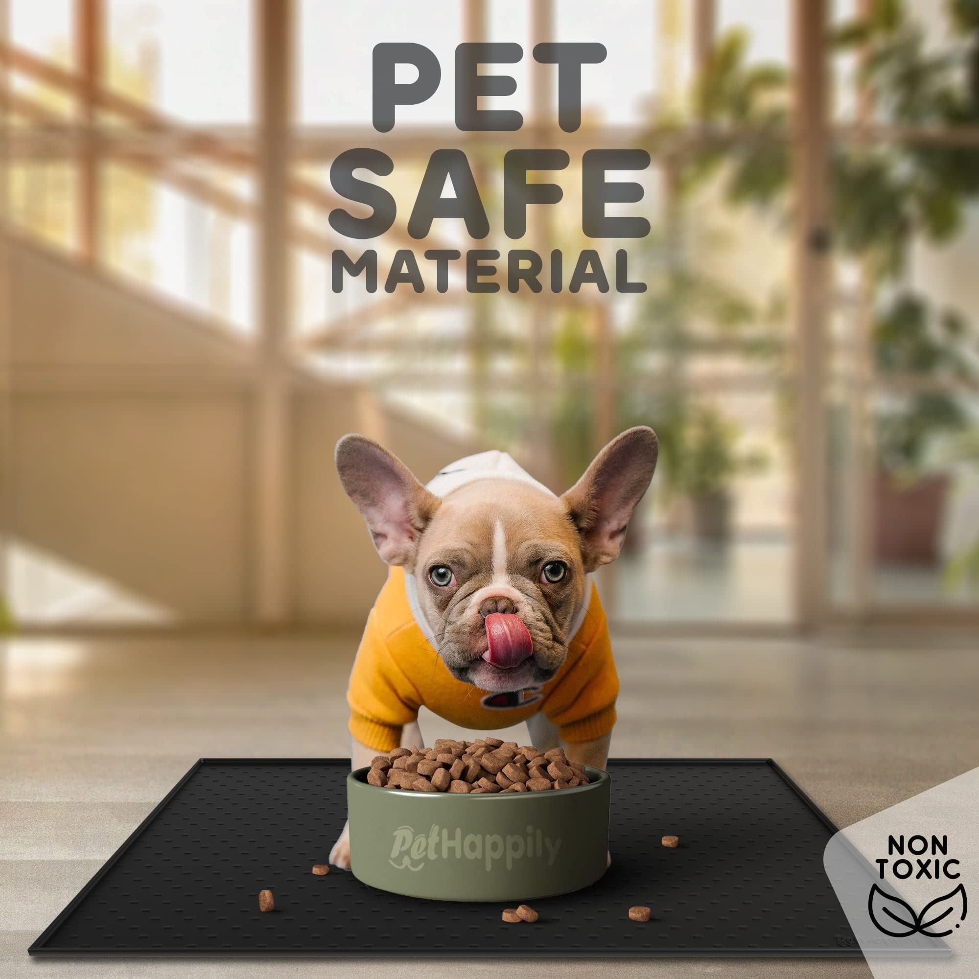 PETHAPPILY non-slip dog feeding mat keeps bowls in place during meals