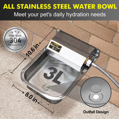 PETHIND 3L outdoor water bowl front view highlights ample capacity for daily hydration