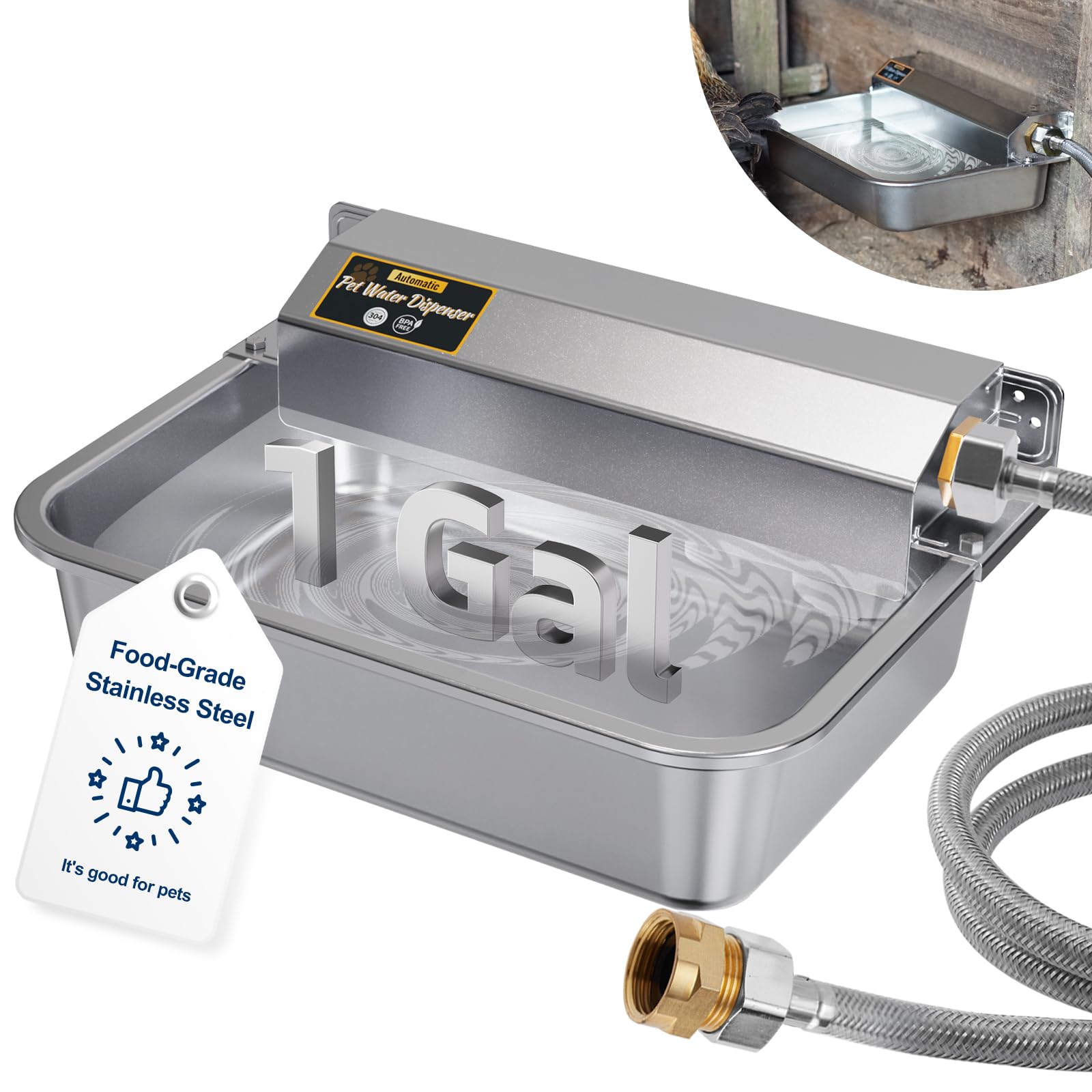 PETHIND automatic water dispenser for outdoor use keeps pets hydrated.