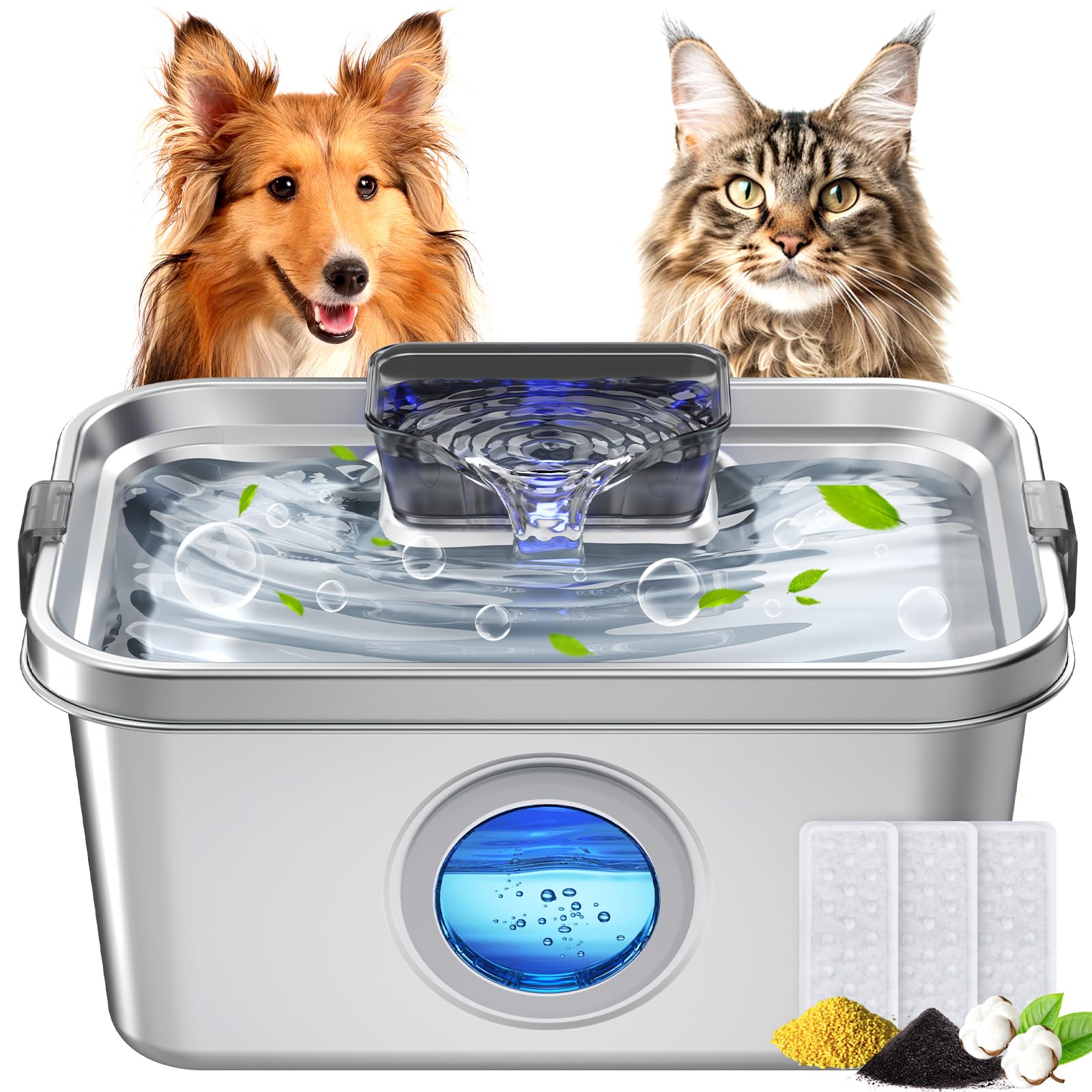 PETHIND dog water fountain with large window for easy water level monitoring