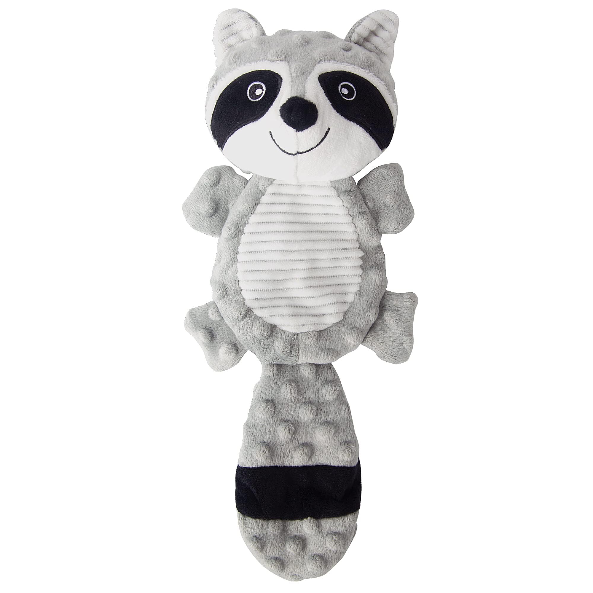 PetHomey no-stuffing squeaky dog toy raccoon gray for interactive play and anxiety relief.