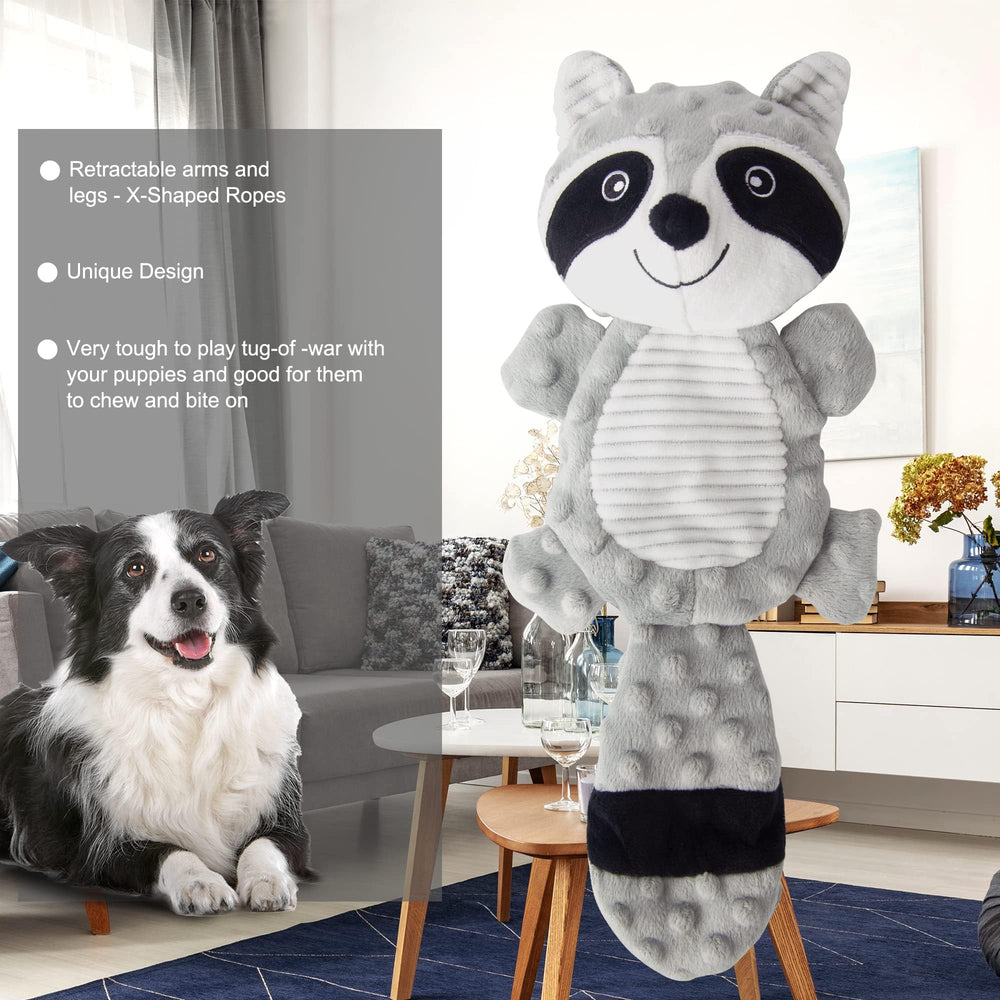 PetHomey two-shape plush dog toy includes raccoon and another animal for variety.