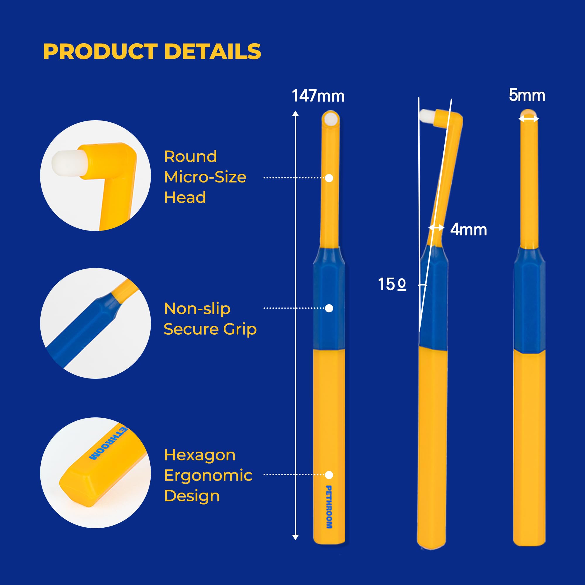 PETHROOM durable premium-quality construction for long-lasting dental care tool.