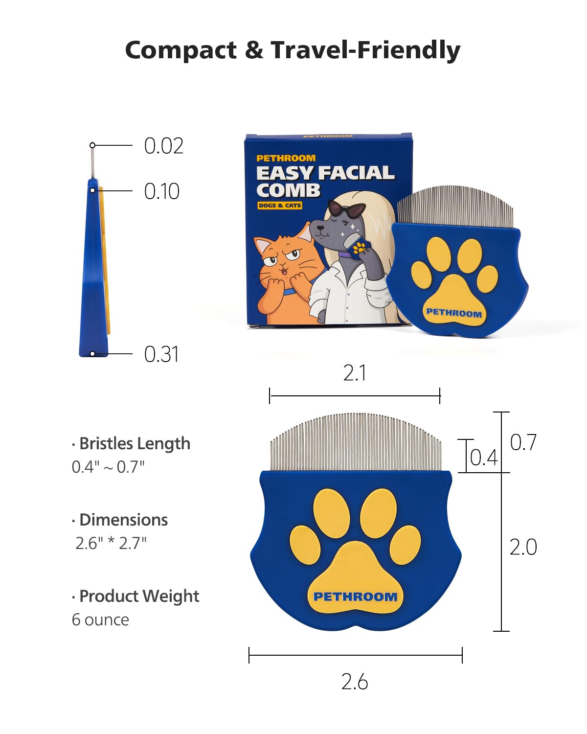 PETHROOM eye comb lightweight design for quick home grooming