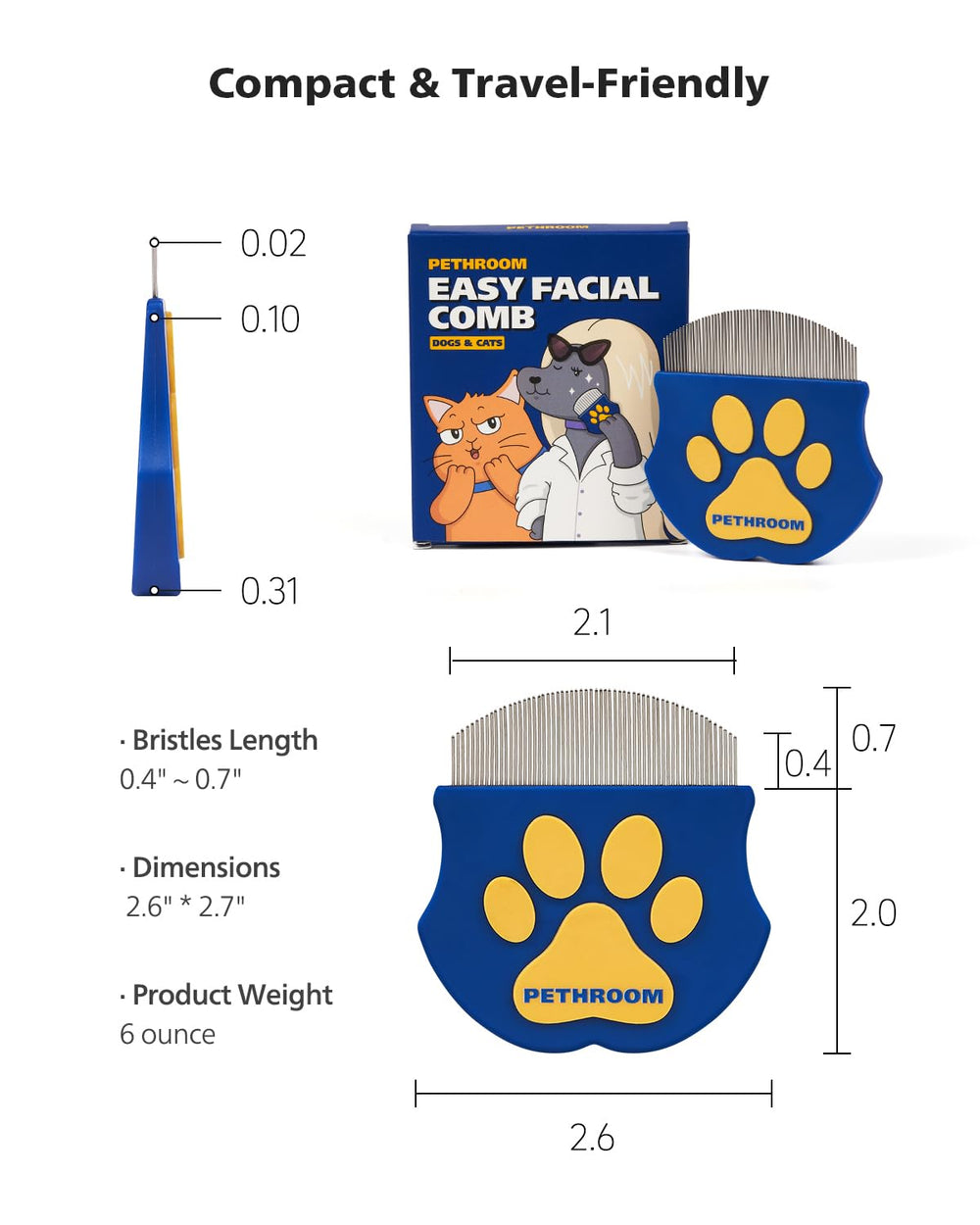 PETHROOM eye comb lightweight design for quick home grooming