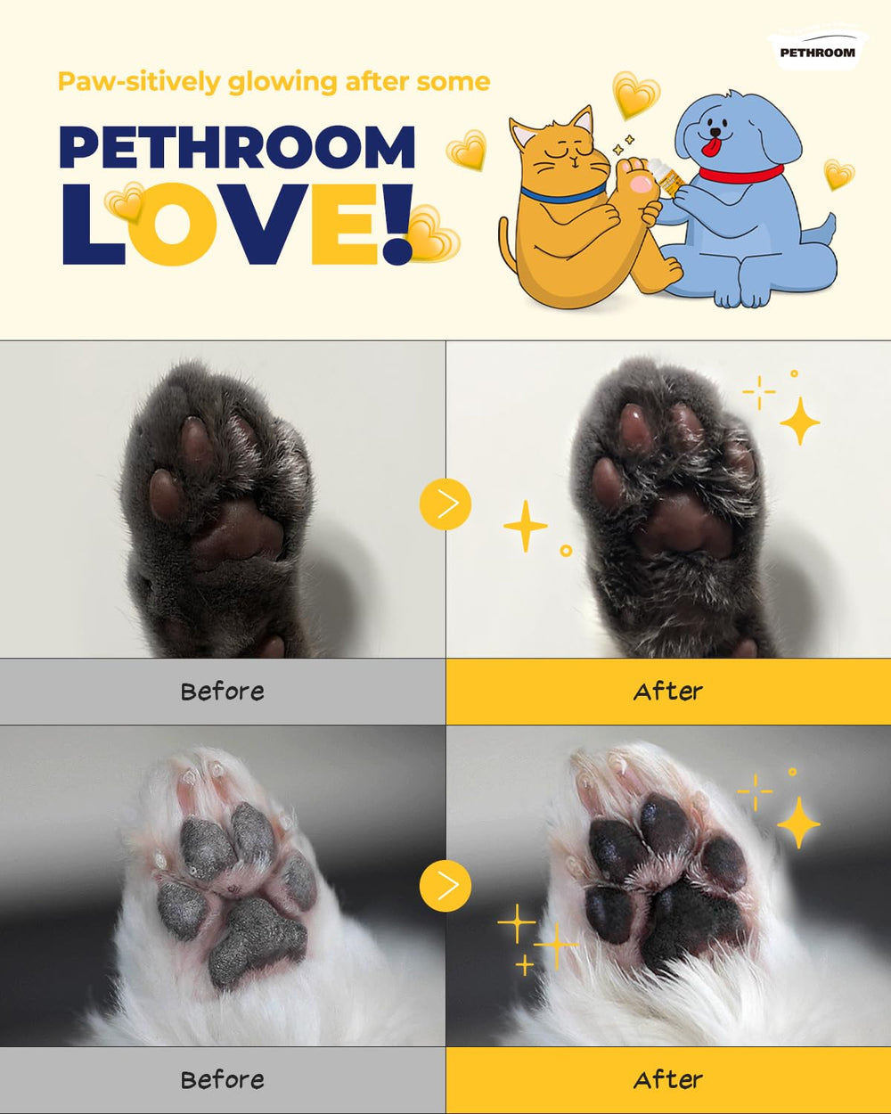 PETHROOM protective barrier on paw pads against hot pavement