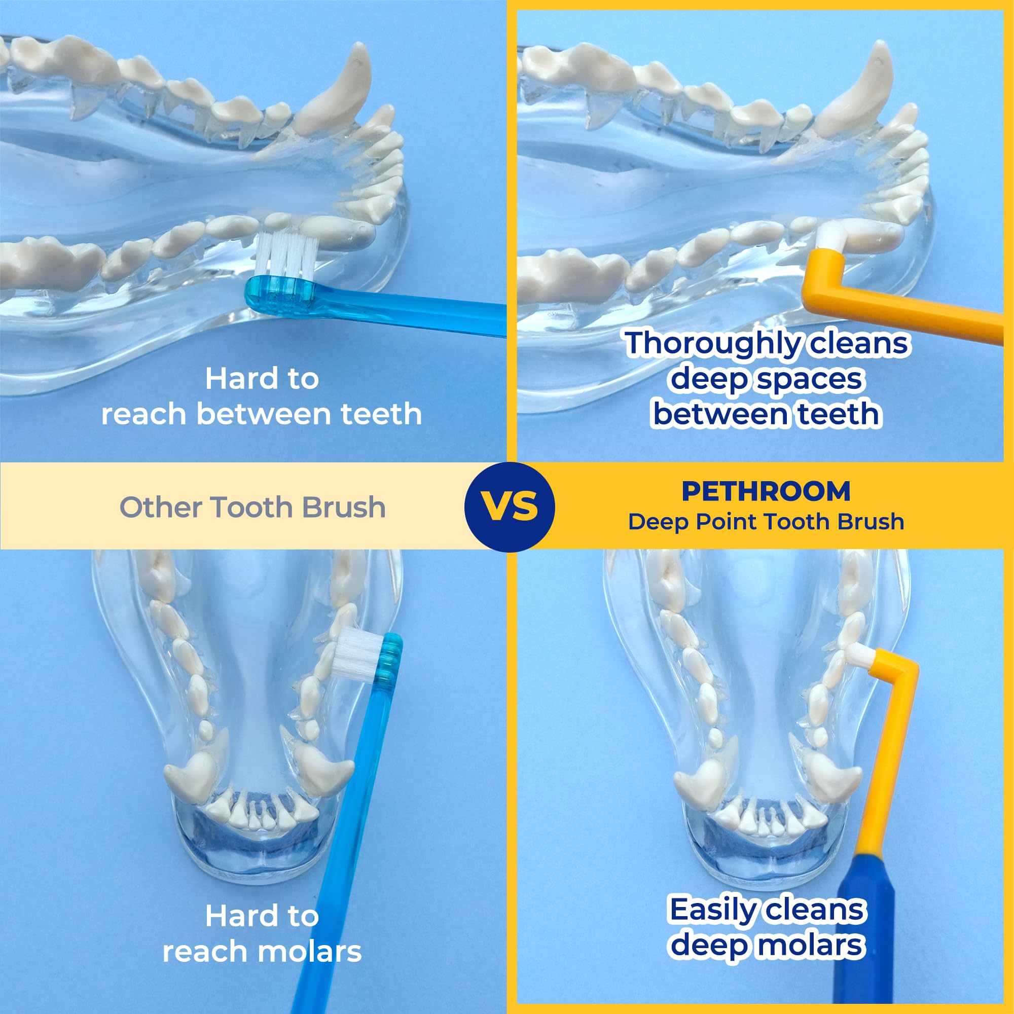 PETHROOM secure 8g hexagon handle provides steady brushing control.