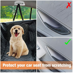 PETICON back-seat hammock measures 54W by 58L for versatile vehicle fit.