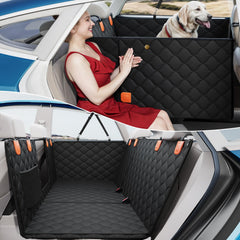 PETICON convertible back seat extender extended provides extra space for dogs during travel.