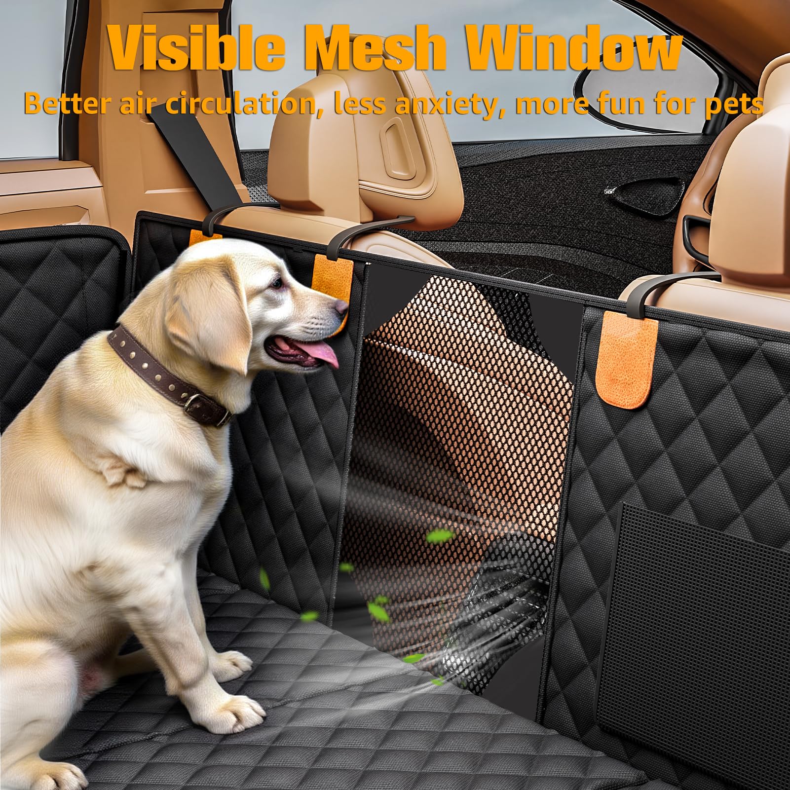 PETICON dog hammock features side flaps for safety during sudden stops
